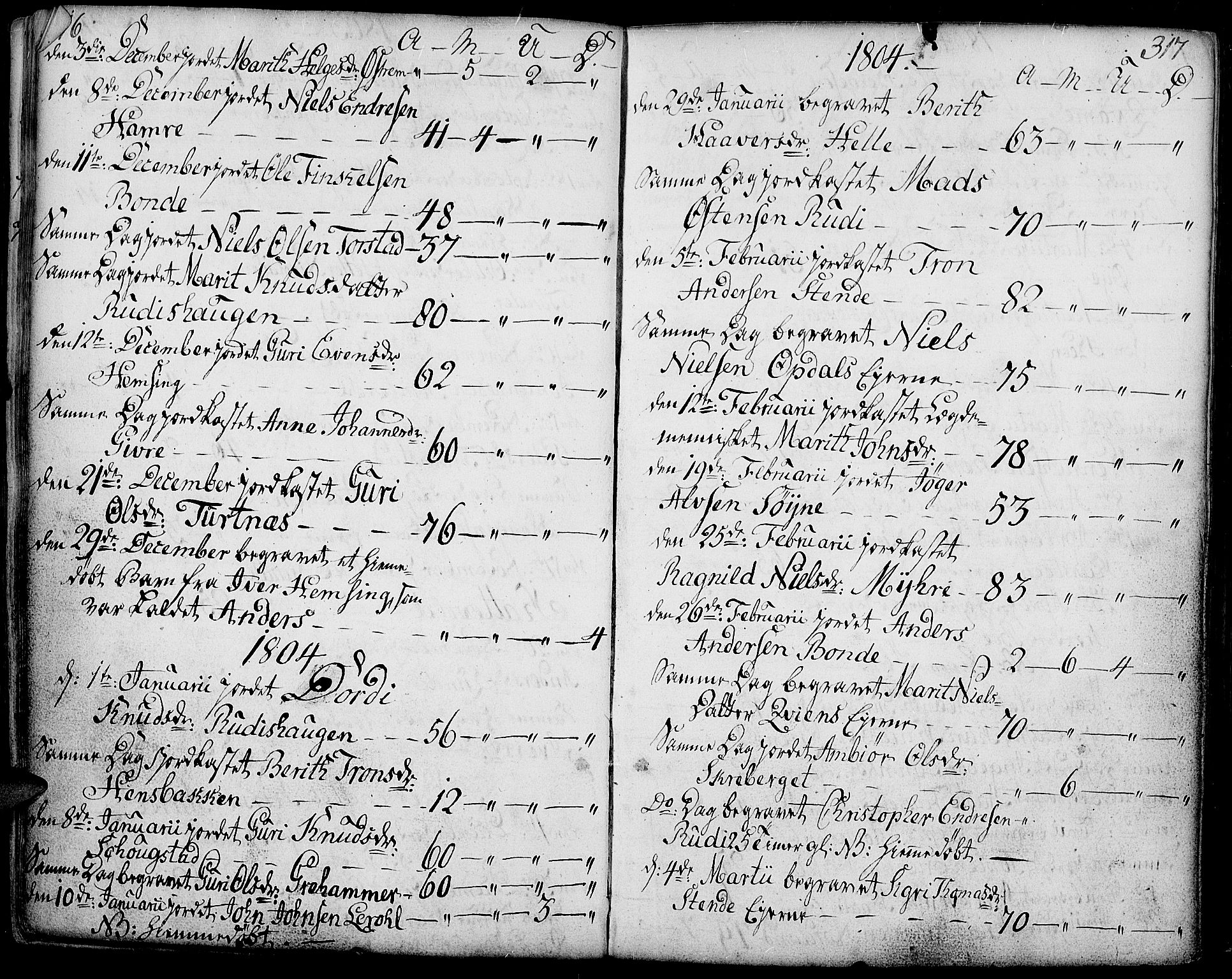 Vang prestekontor, Valdres, SAH/PREST-140/H/Ha/L0002: Parish register (official) no. 2, 1796-1808, p. 316-317