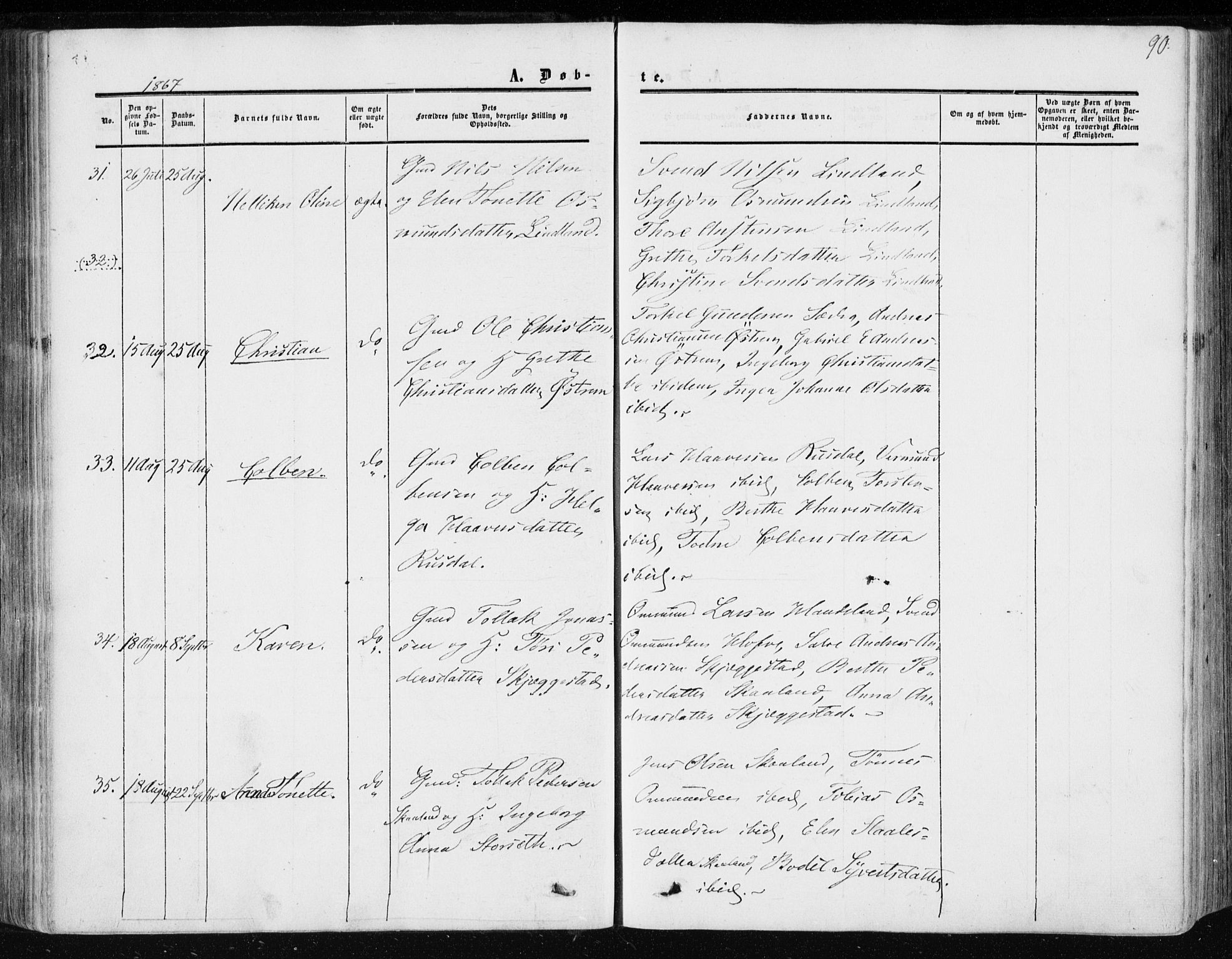 Lund sokneprestkontor, AV/SAST-A-101809/S06/L0009: Parish register (official) no. A 8, 1853-1877, p. 90