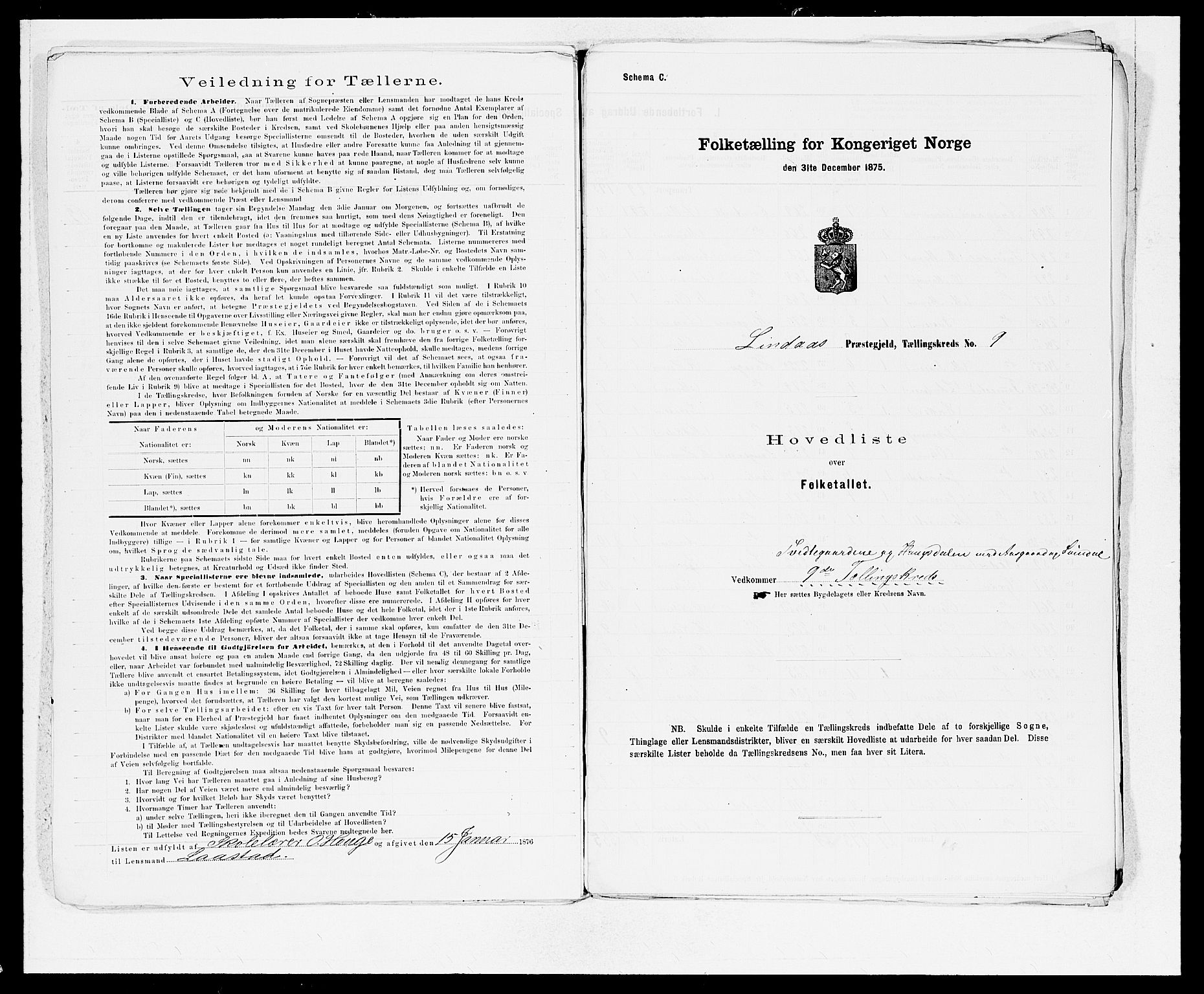 SAB, 1875 census for 1263P Lindås, 1875, p. 21