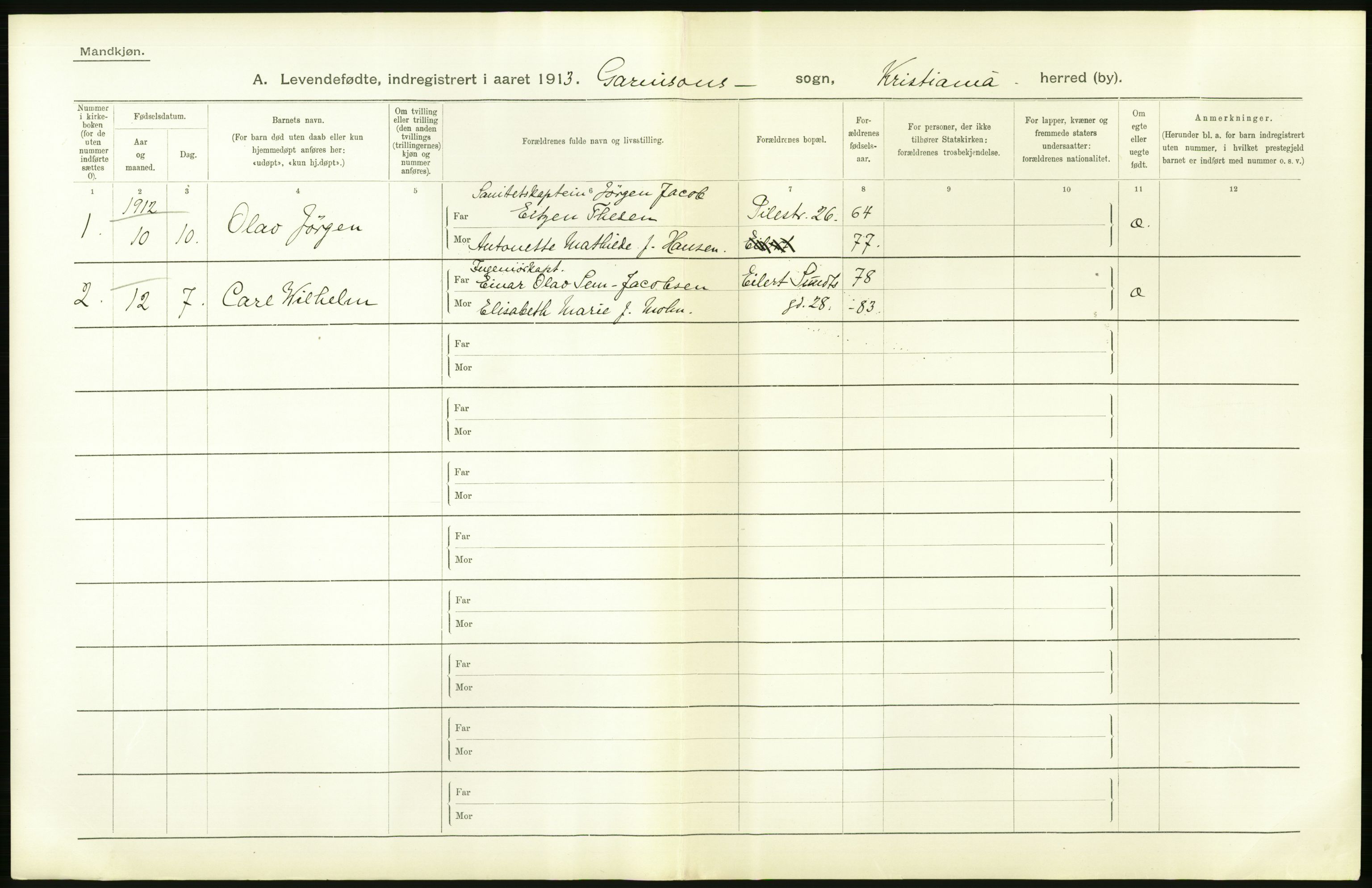 Statistisk sentralbyrå, Sosiodemografiske emner, Befolkning, AV/RA-S-2228/D/Df/Dfb/Dfbc/L0007: Kristiania: Levendefødte menn og kvinner., 1913, p. 740