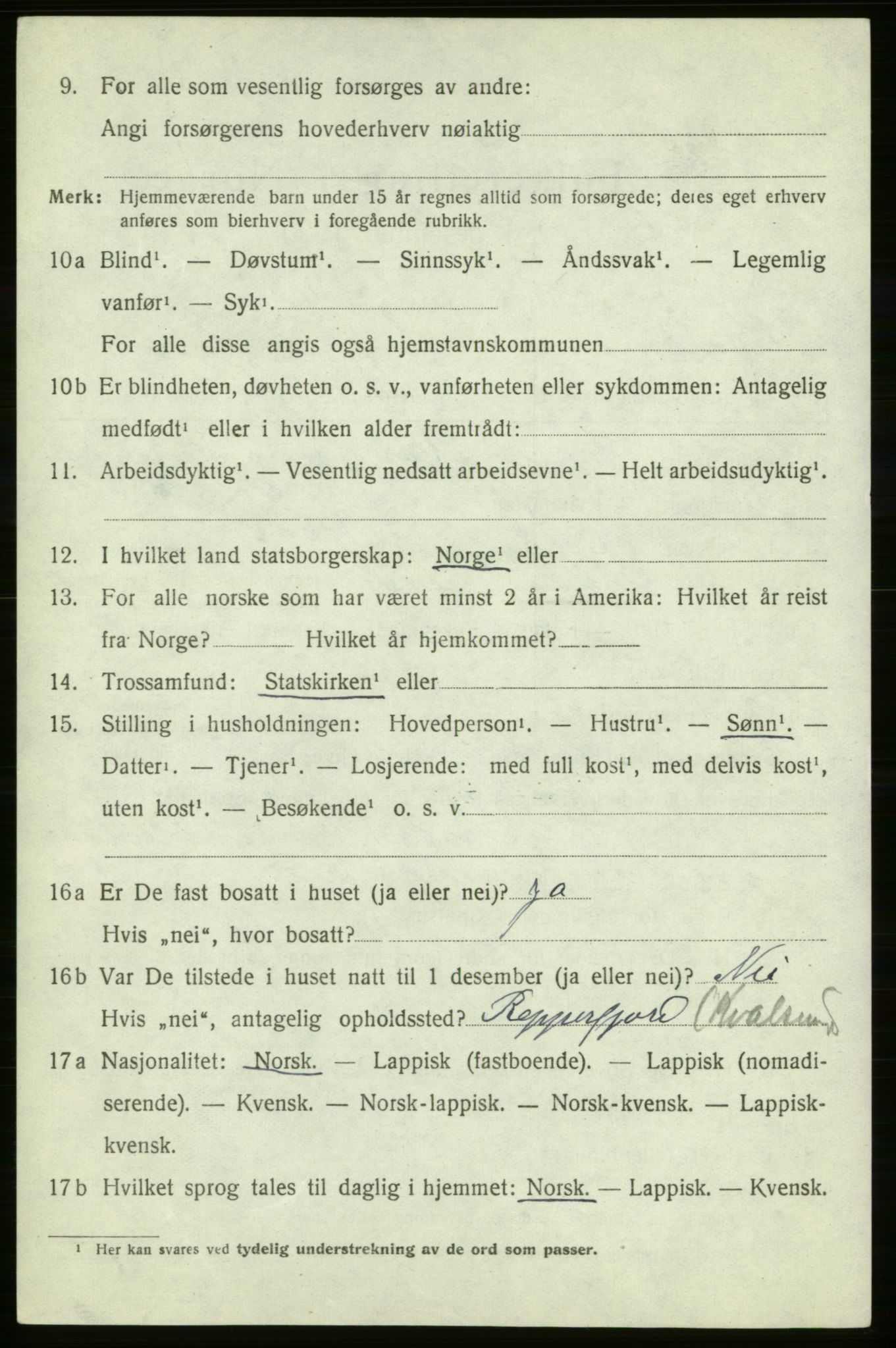 SATØ, 1920 census for , 1920, p. 527