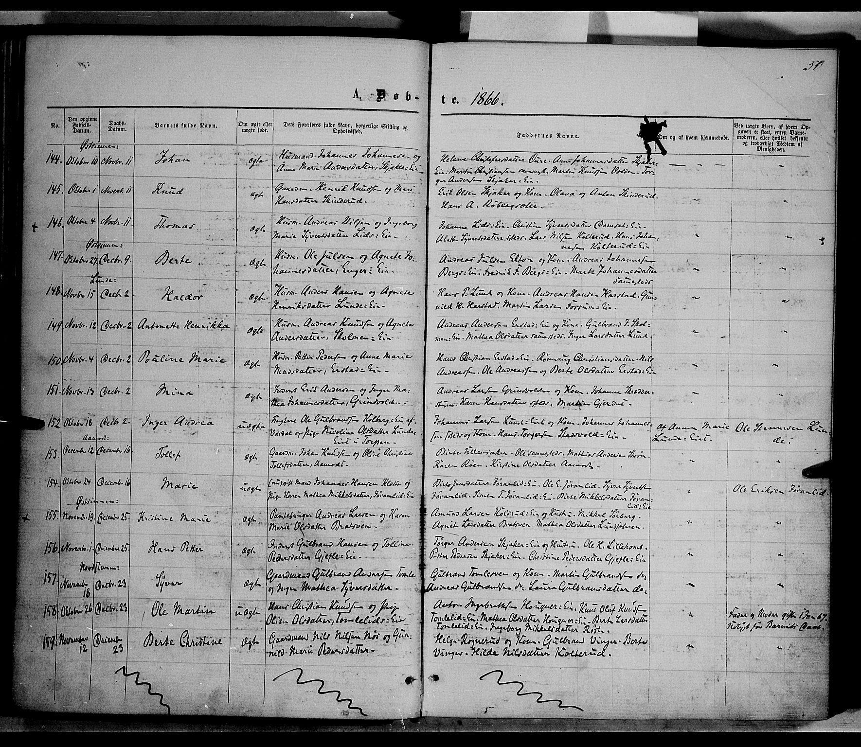 Nordre Land prestekontor, AV/SAH-PREST-124/H/Ha/Haa/L0001: Parish register (official) no. 1, 1860-1871, p. 50