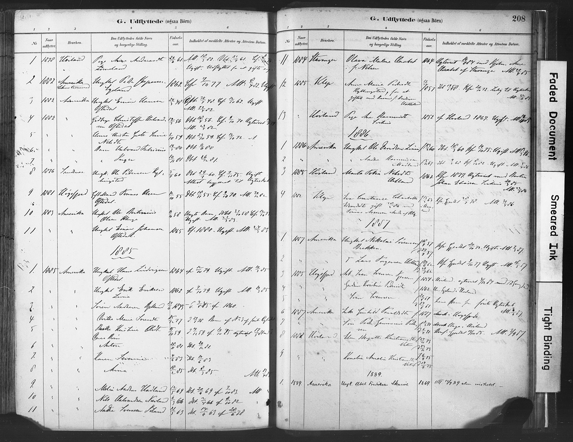 Lye sokneprestkontor, SAST/A-101794/001/30BA/L0010: Parish register (official) no. A 10, 1881-1896, p. 208