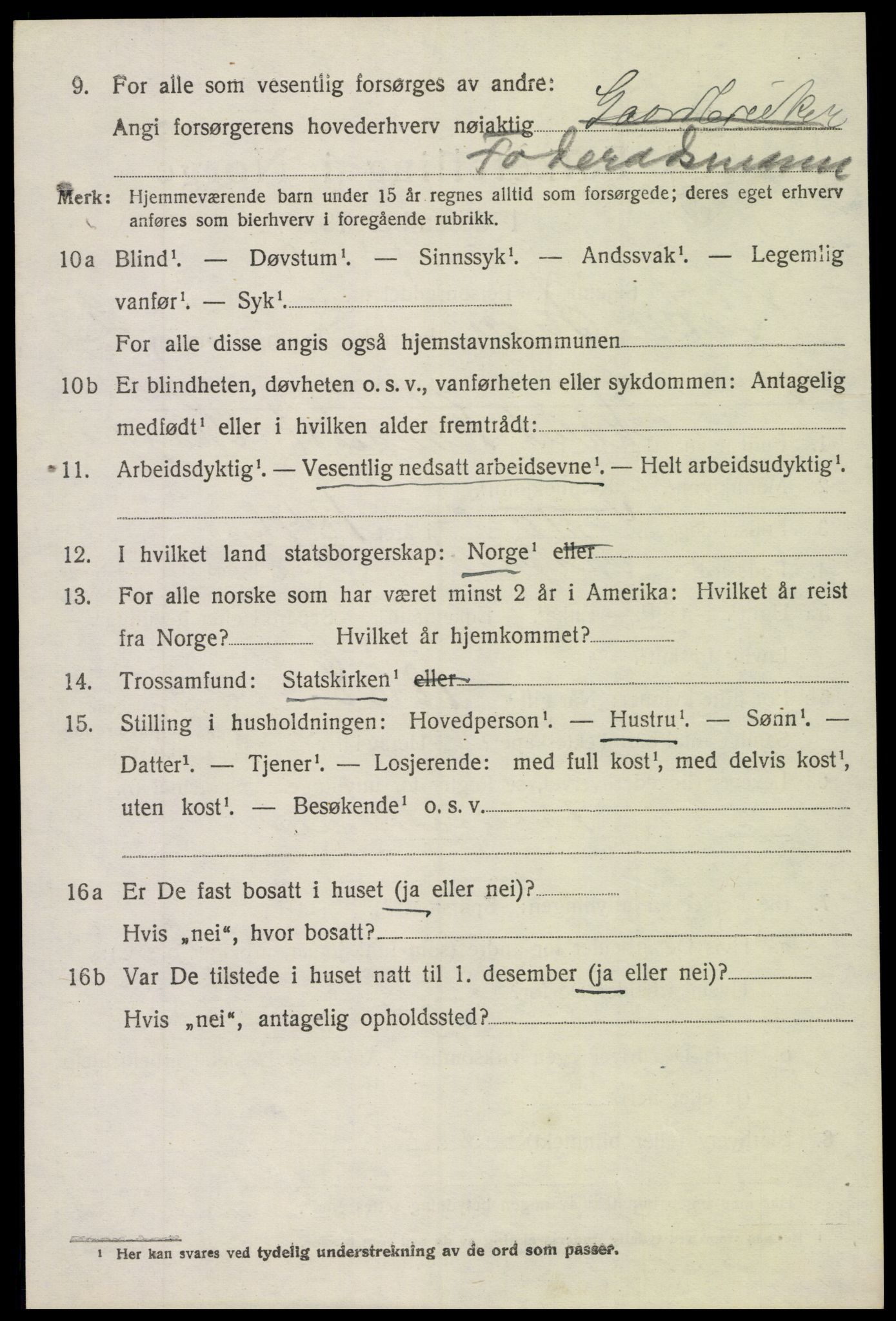 SAH, 1920 census for Øystre Slidre, 1920, p. 2168