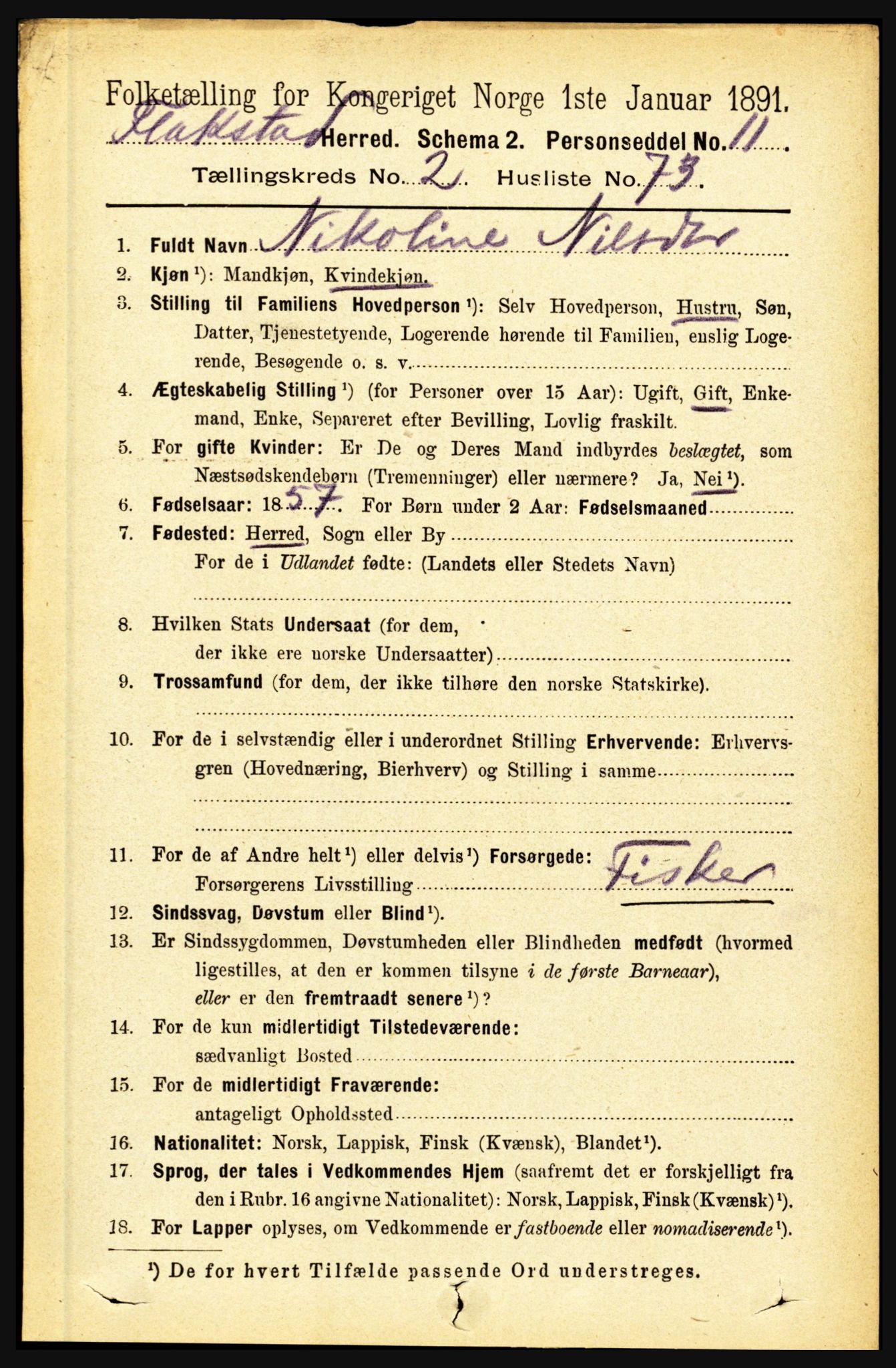 RA, 1891 census for 1859 Flakstad, 1891, p. 1172