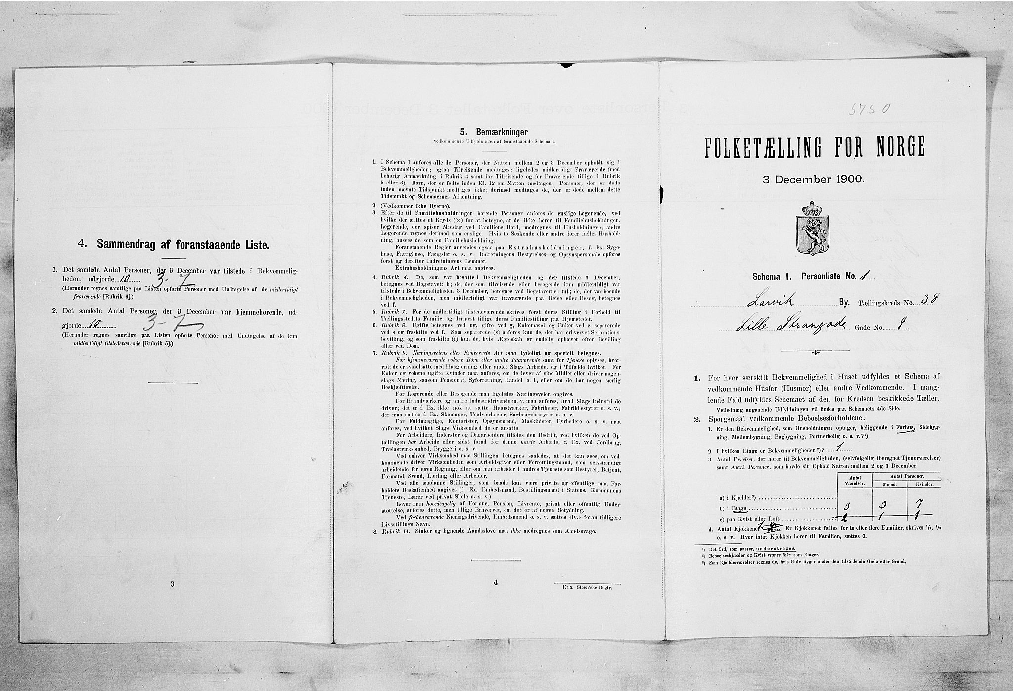 RA, 1900 census for Larvik, 1900, p. 5178