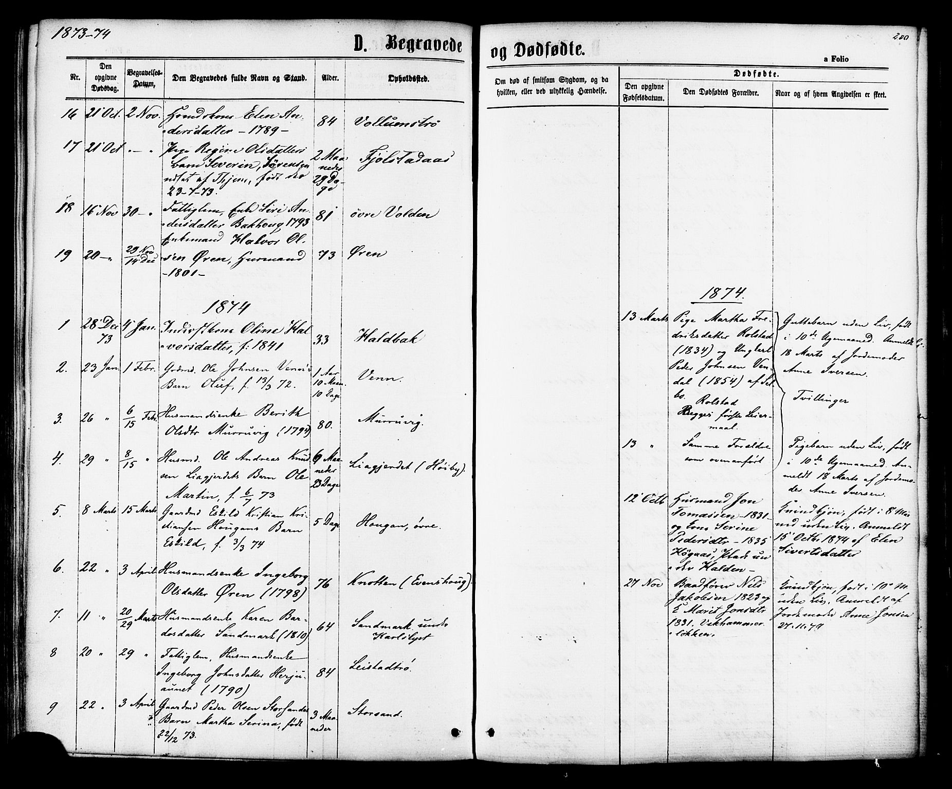 Ministerialprotokoller, klokkerbøker og fødselsregistre - Sør-Trøndelag, SAT/A-1456/616/L0409: Parish register (official) no. 616A06, 1865-1877, p. 200