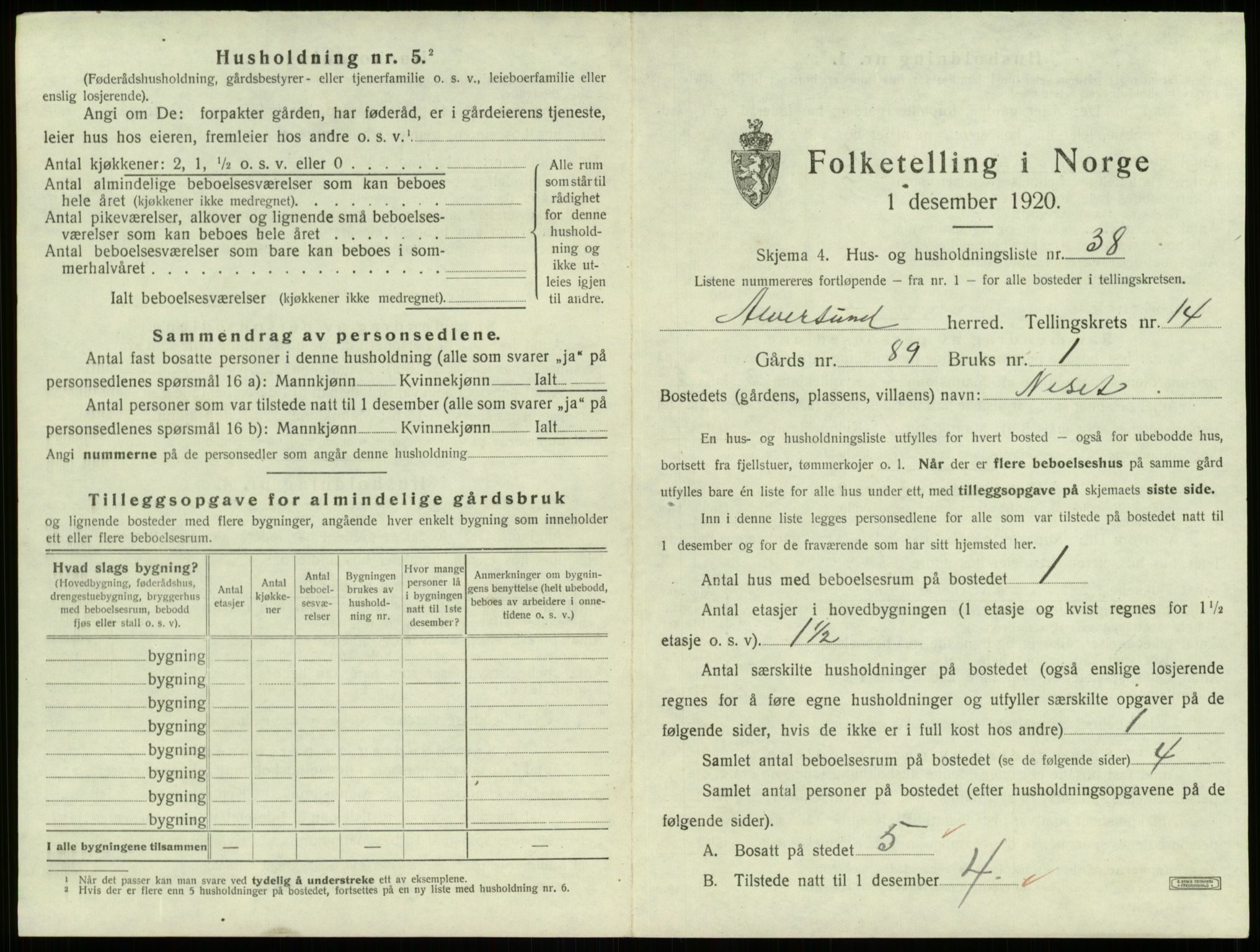 SAB, 1920 census for Alversund, 1920, p. 1099