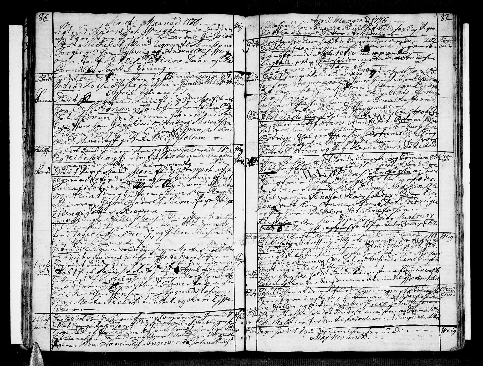 Vik sokneprestembete, AV/SAB-A-81501/H/Haa/Haaa/L0004: Parish register (official) no. A 4, 1772-1783, p. 86-87