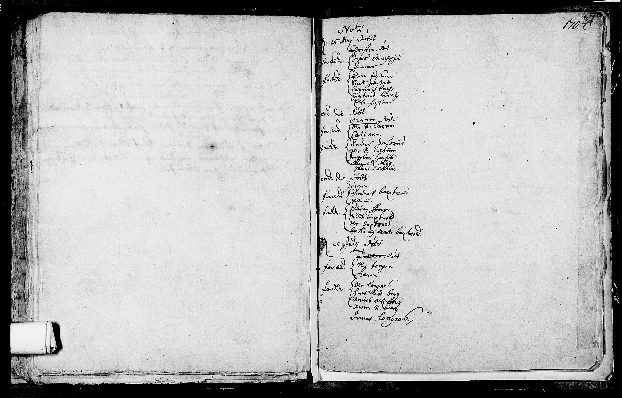 Våle kirkebøker, AV/SAKO-A-334/F/Fa/L0001: Parish register (official) no. I 1, 1693-1704, p. 67