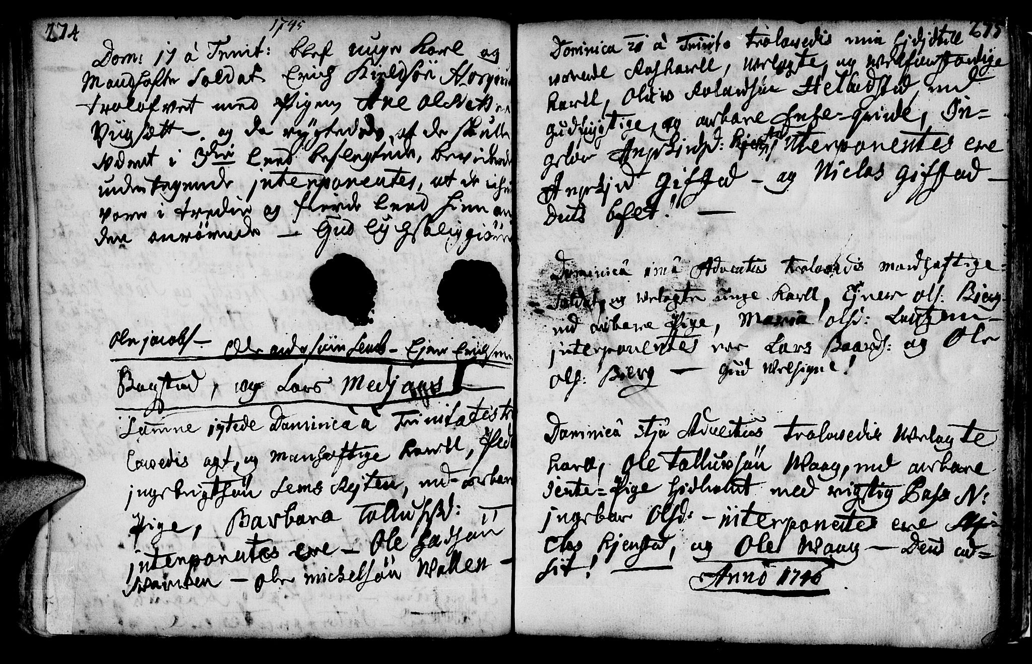 Ministerialprotokoller, klokkerbøker og fødselsregistre - Nord-Trøndelag, SAT/A-1458/749/L0467: Parish register (official) no. 749A01, 1733-1787, p. 274-275