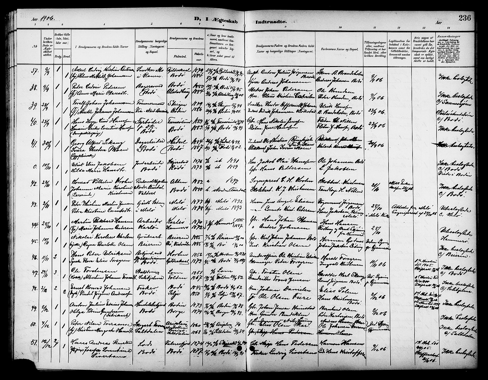 Ministerialprotokoller, klokkerbøker og fødselsregistre - Nordland, SAT/A-1459/801/L0033: Parish register (copy) no. 801C08, 1898-1910, p. 236
