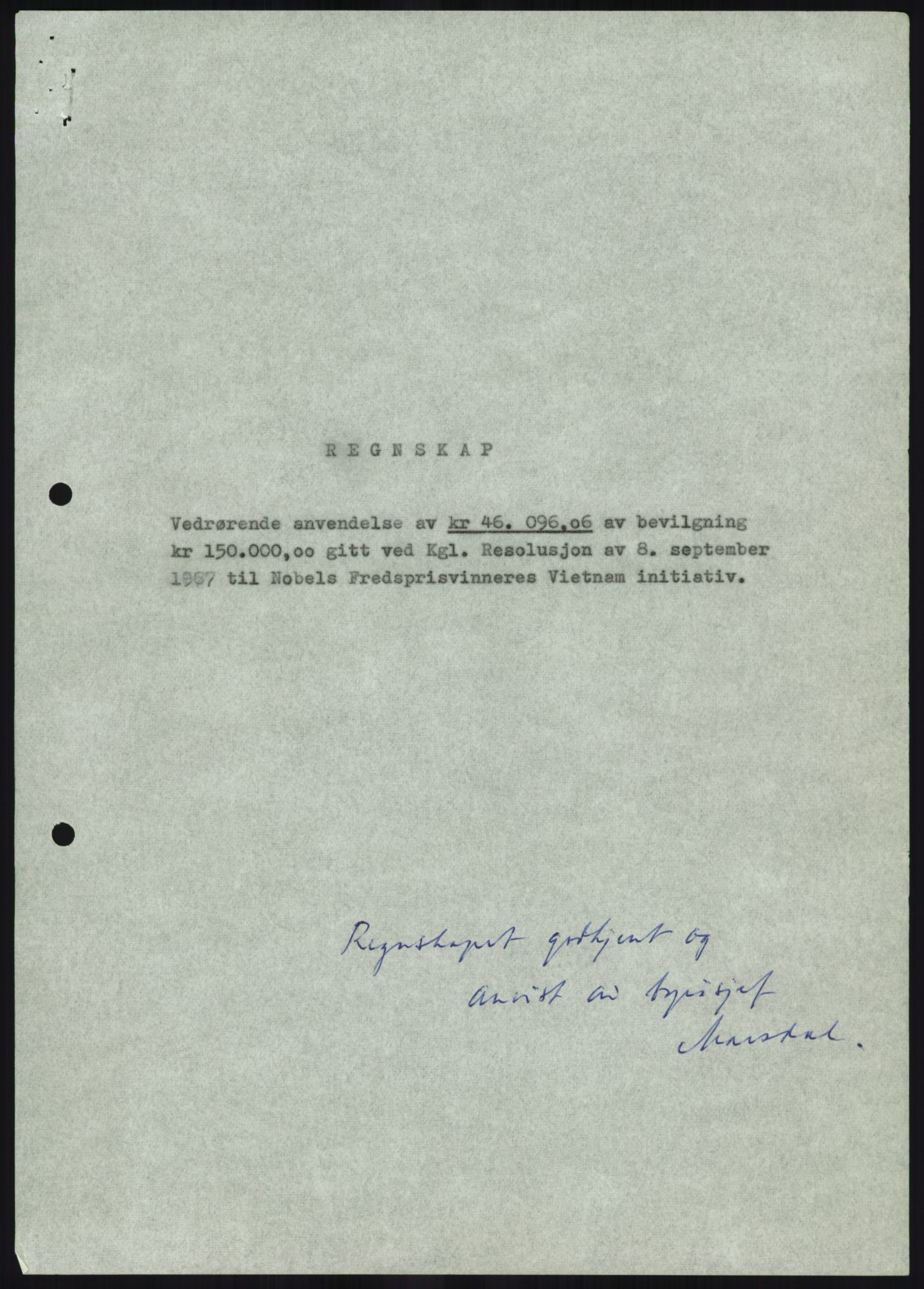 Utenriksdepartementet, hovedarkiv, AV/RA-S-6794/D/Da/Daa/L0969/0001: Verdenspolitikk. Fremmede staters politikk. Generelt / Sør-Vietnam: Nobelpristakeres fredsaksjoner (2 mapper), 1967-1969, p. 515