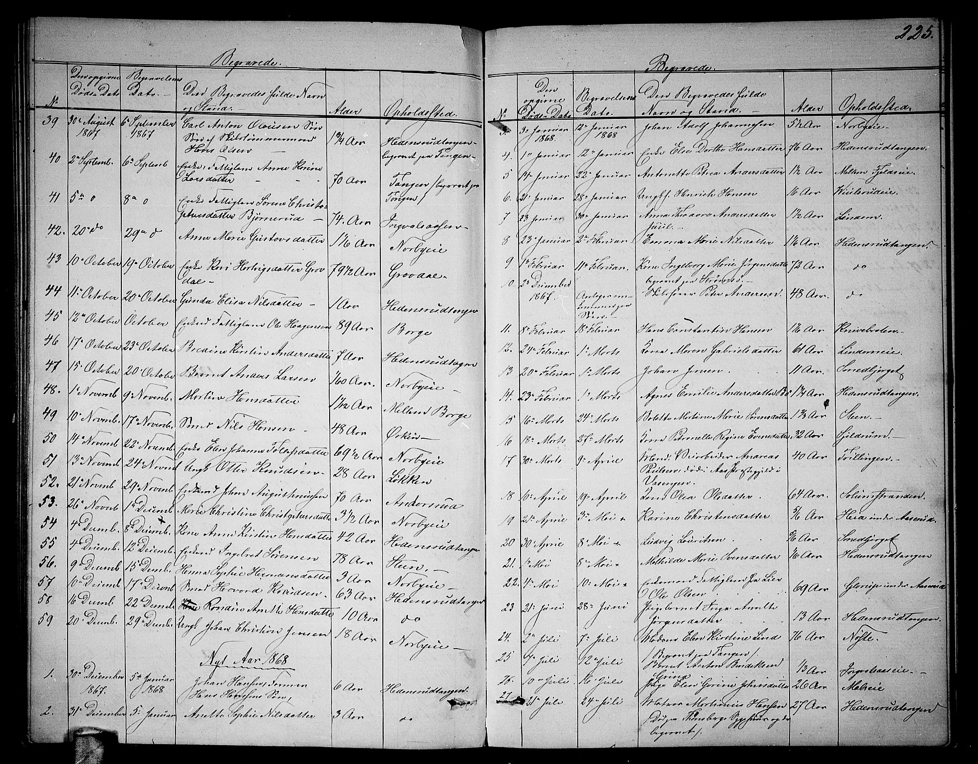 Skoger kirkebøker, AV/SAKO-A-59/G/Ga/L0002: Parish register (copy) no. I 2, 1860-1880, p. 225