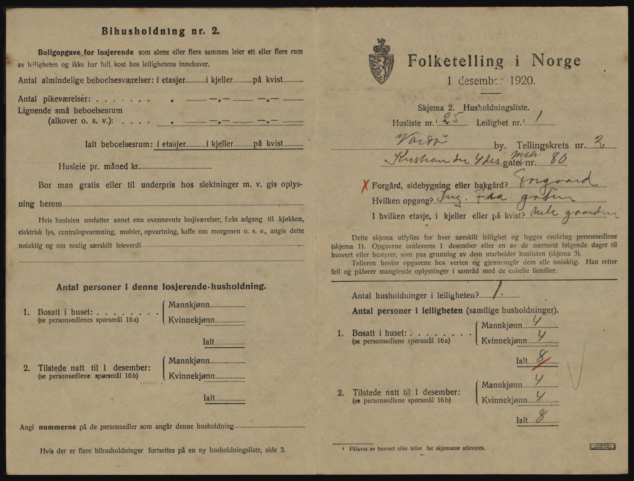 SATØ, 1920 census for Vardø, 1920, p. 1813