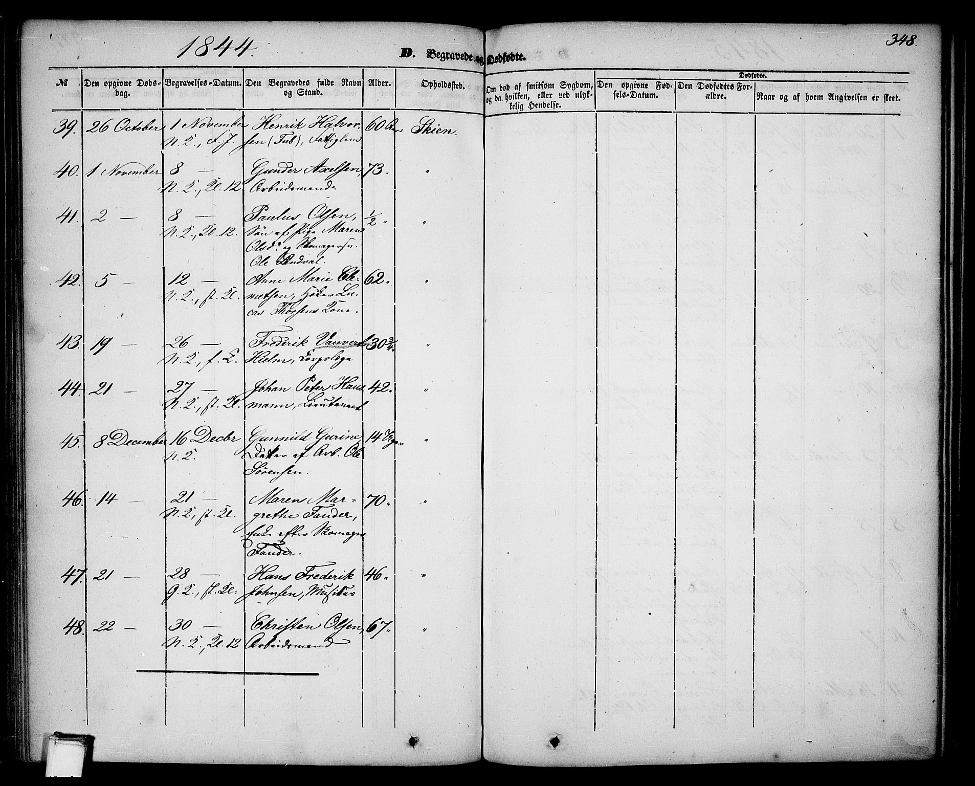 Skien kirkebøker, SAKO/A-302/G/Ga/L0004: Parish register (copy) no. 4, 1843-1867, p. 348