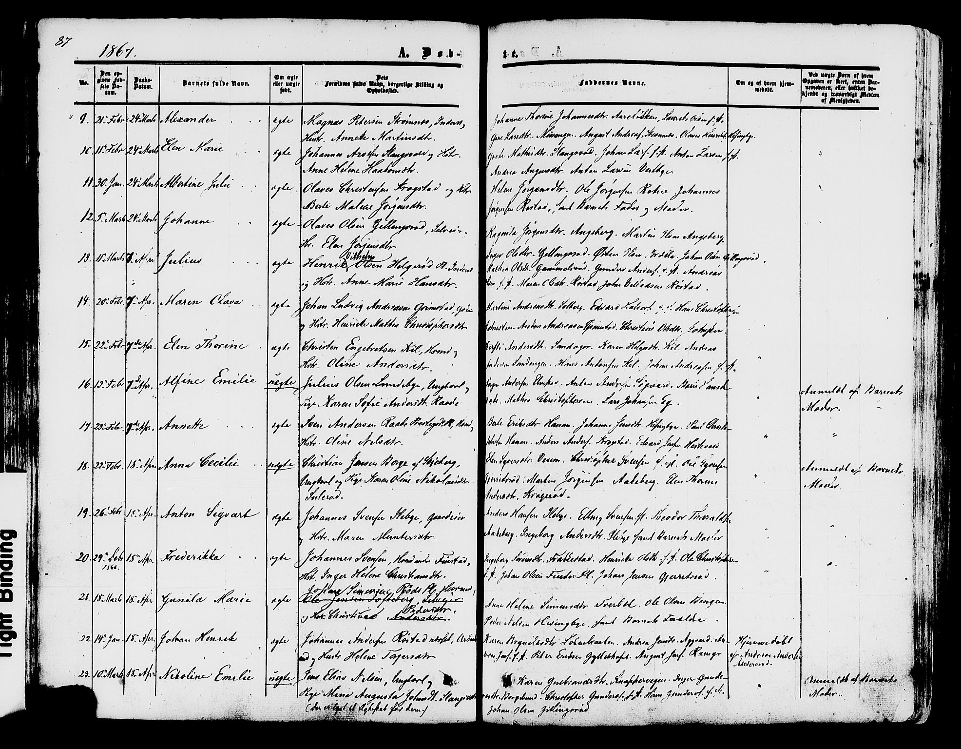 Råde prestekontor kirkebøker, AV/SAO-A-2009/F/Fa/L0006: Parish register (official) no. 6, 1854-1877, p. 87