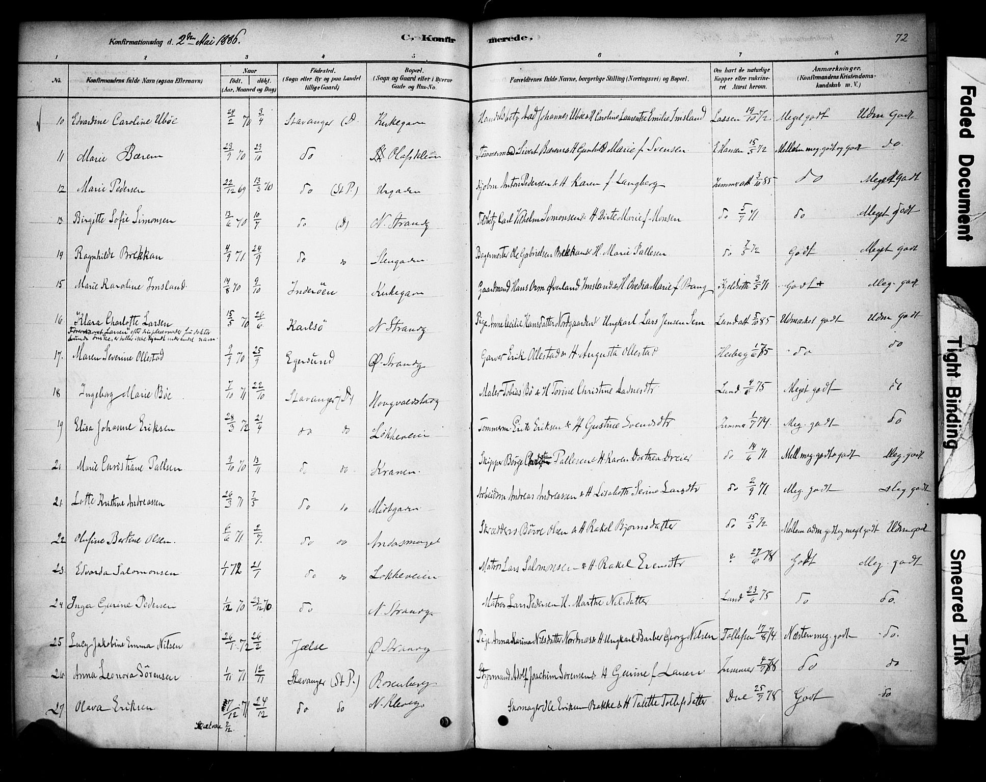 Domkirken sokneprestkontor, AV/SAST-A-101812/001/30/30BA/L0028: Parish register (official) no. A 27, 1878-1896, p. 72