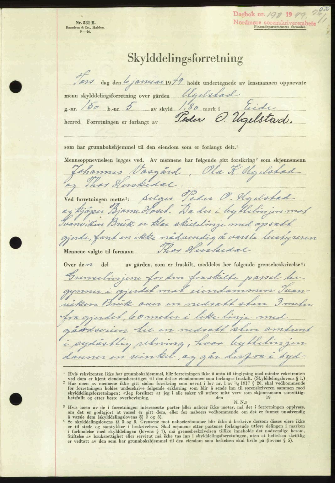 Nordmøre sorenskriveri, AV/SAT-A-4132/1/2/2Ca: Mortgage book no. A110, 1948-1949, Diary no: : 193/1949