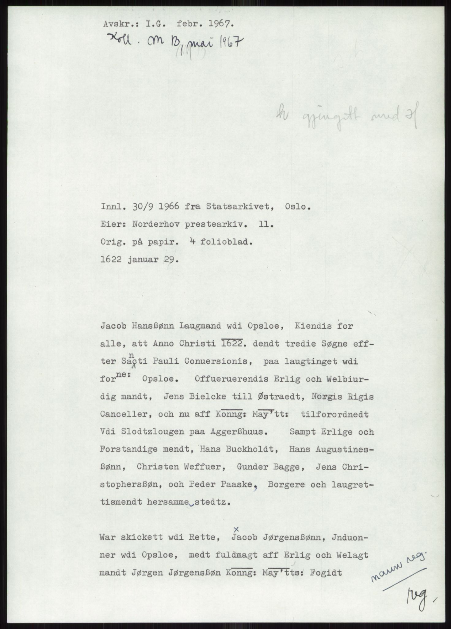 Samlinger til kildeutgivelse, Diplomavskriftsamlingen, AV/RA-EA-4053/H/Ha, p. 611