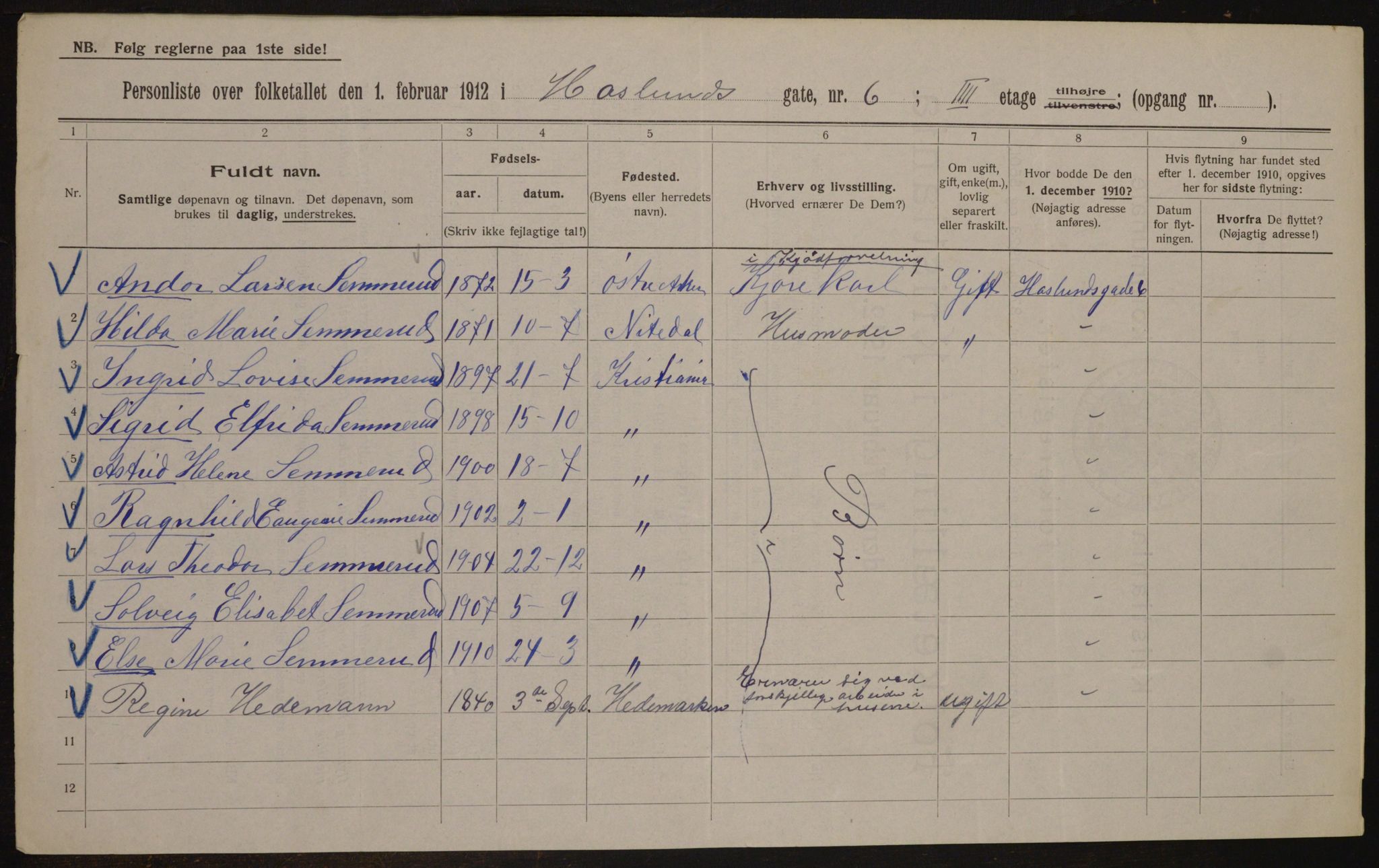 OBA, Municipal Census 1912 for Kristiania, 1912, p. 35381