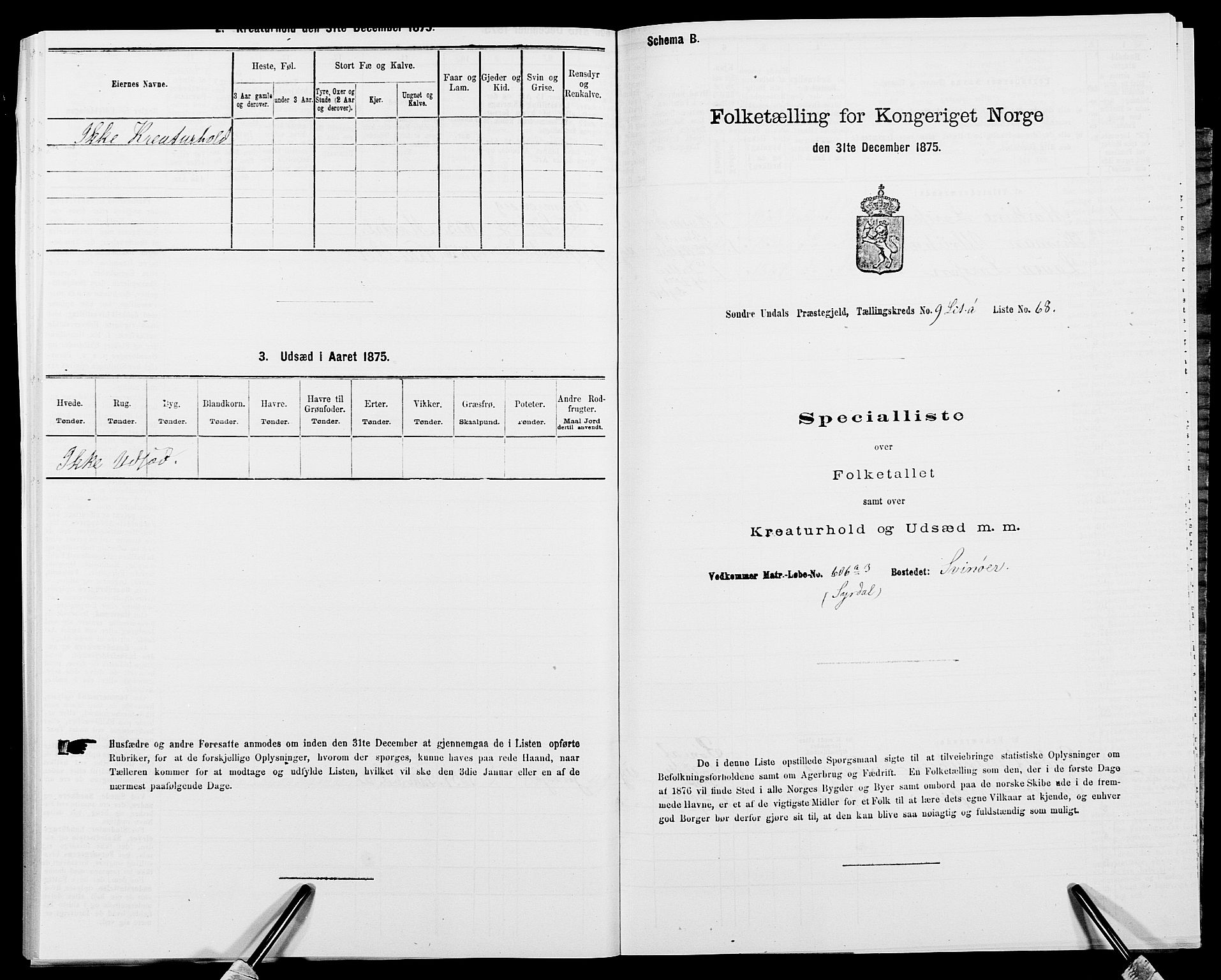 SAK, 1875 census for 1029P Sør-Audnedal, 1875, p. 1301