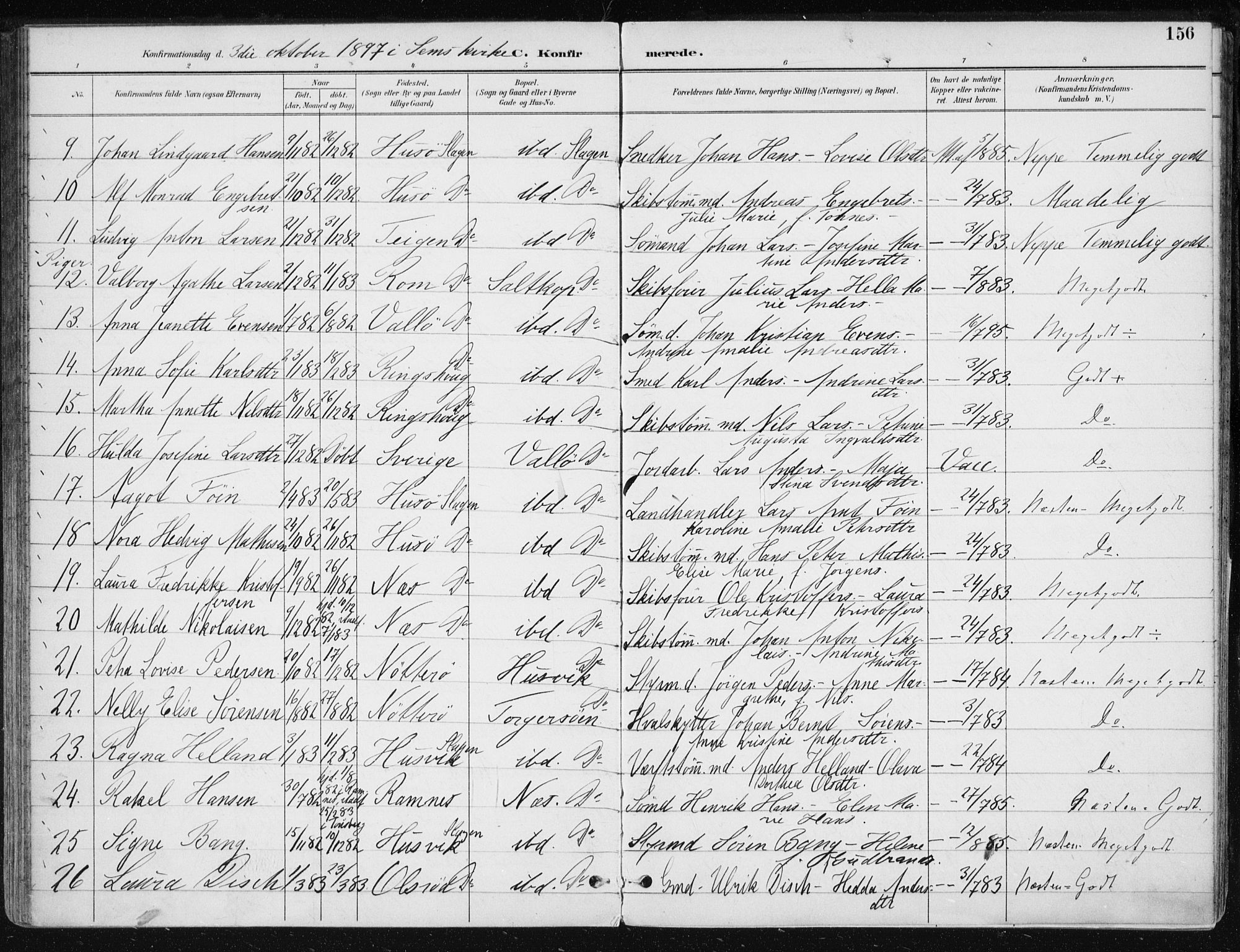 Sem kirkebøker, AV/SAKO-A-5/F/Fb/L0005: Parish register (official) no. II 5, 1892-1904, p. 156