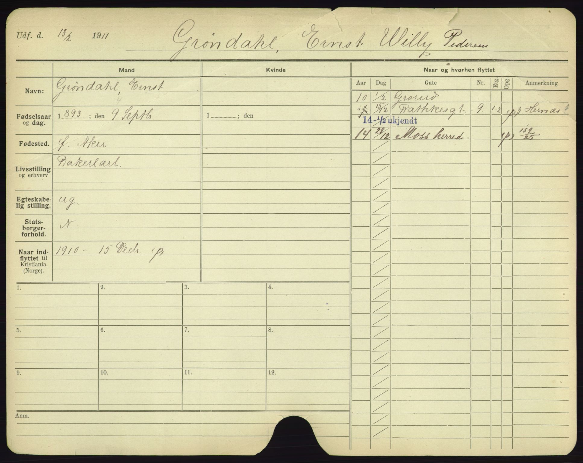 Oslo folkeregister, Registerkort, AV/SAO-A-11715/F/Fa/Fac/L0003: Menn, 1906-1914, p. 650a