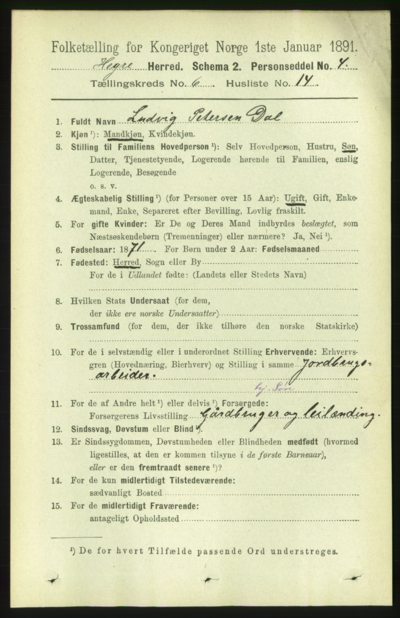 RA, 1891 census for 1712 Hegra, 1891, p. 2429