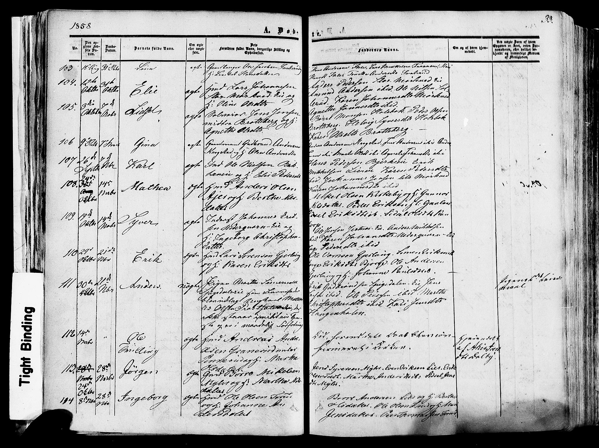 Vang prestekontor, Hedmark, SAH/PREST-008/H/Ha/Haa/L0013: Parish register (official) no. 13, 1855-1879, p. 33
