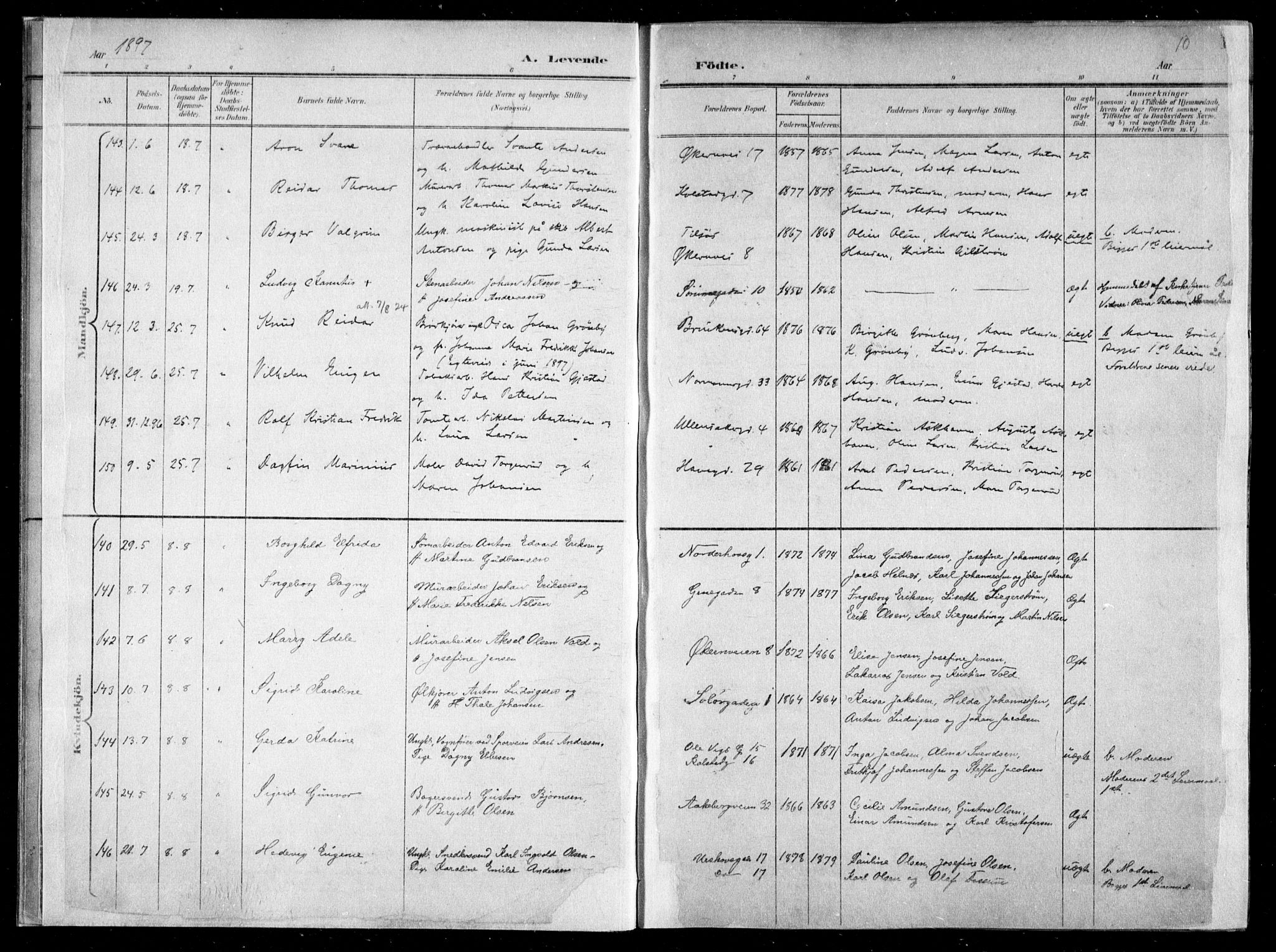 Kampen prestekontor Kirkebøker, SAO/A-10853/F/Fa/L0007: Parish register (official) no. I 7, 1897-1905, p. 10
