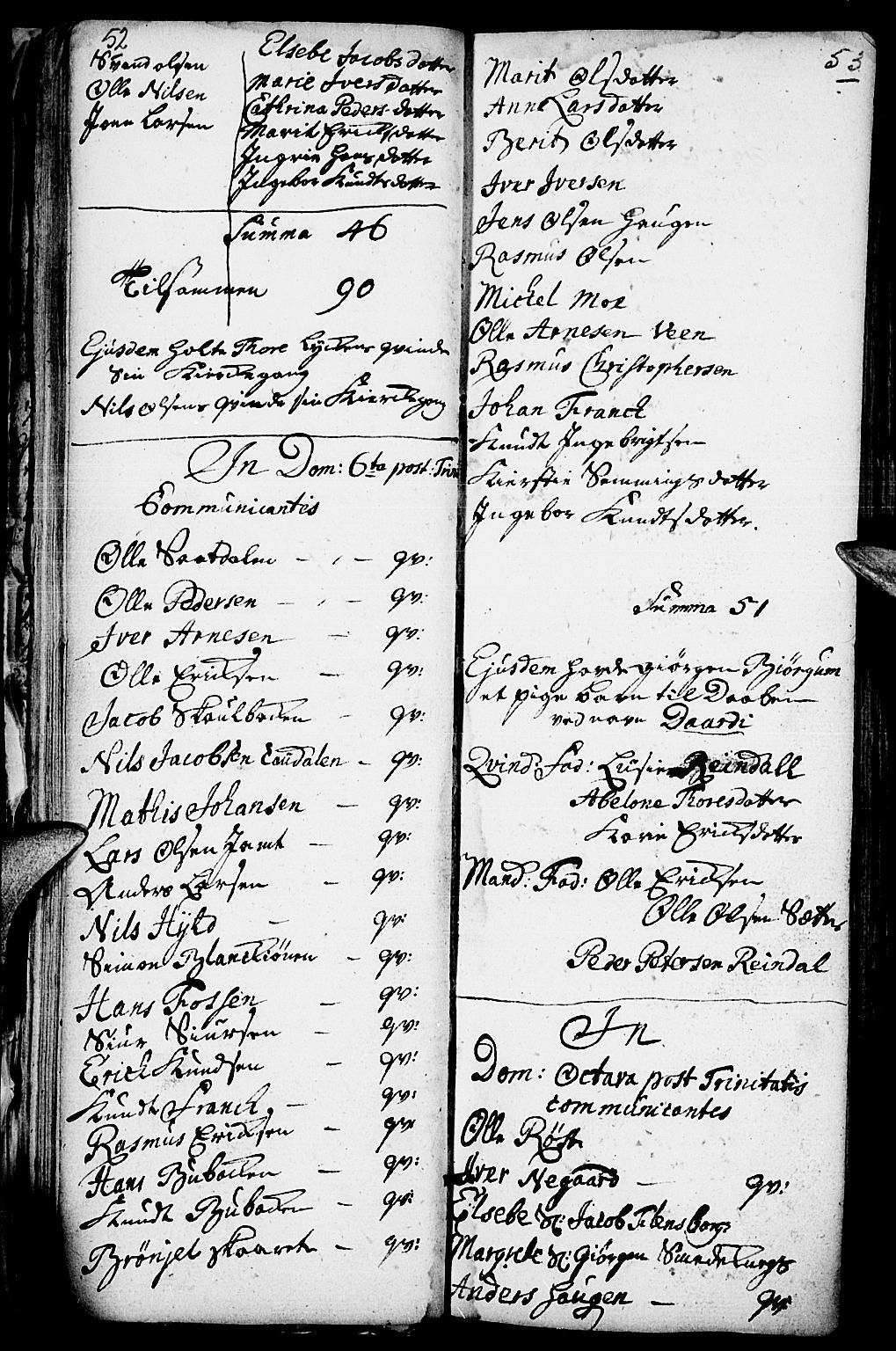 Kvikne prestekontor, AV/SAH-PREST-064/H/Ha/Haa/L0001: Parish register (official) no. 1, 1740-1756, p. 52-53