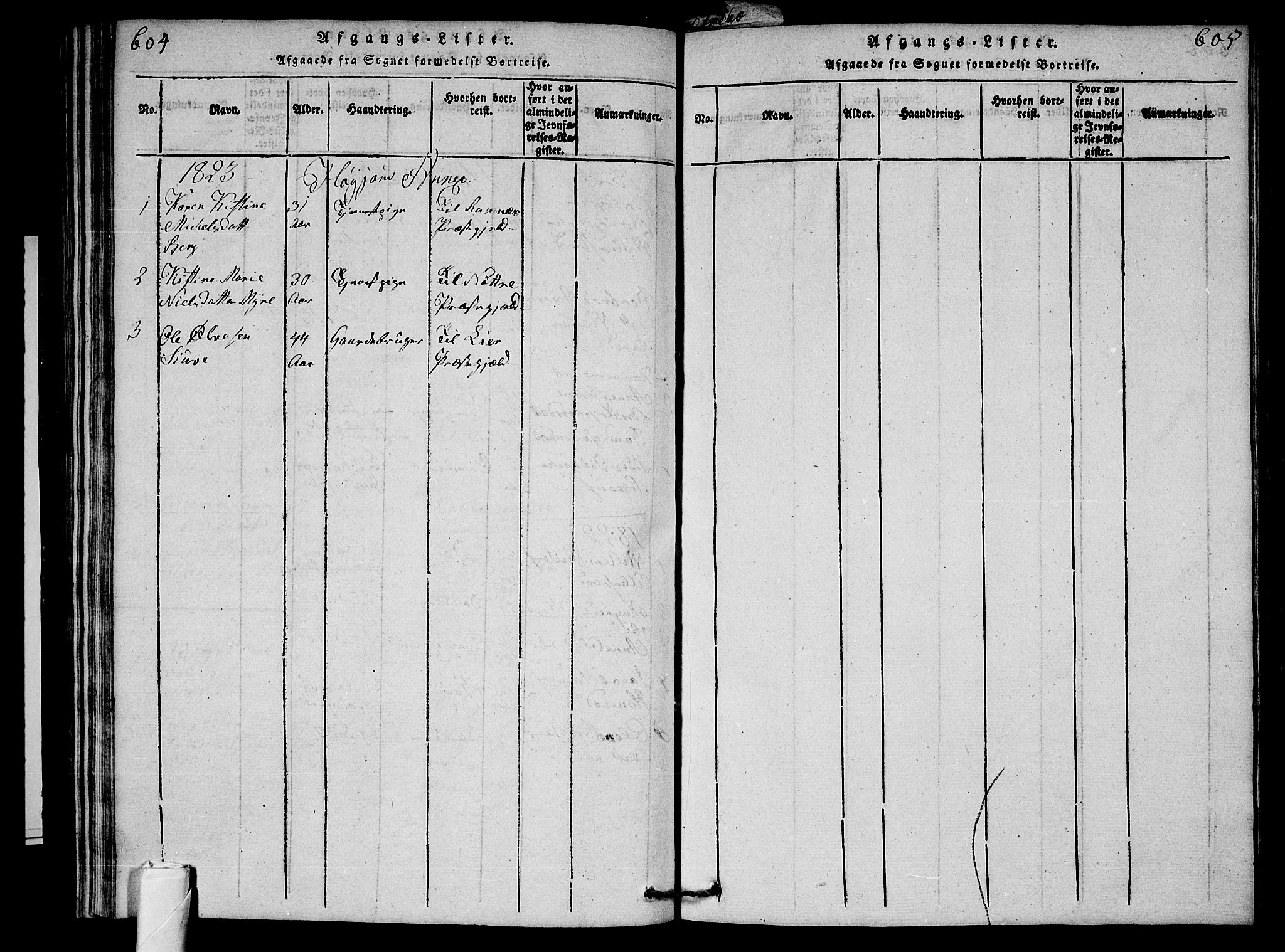 Andebu kirkebøker, SAKO/A-336/G/Ga/L0001: Parish register (copy) no. I 1 /2, 1815-1823, p. 604-605