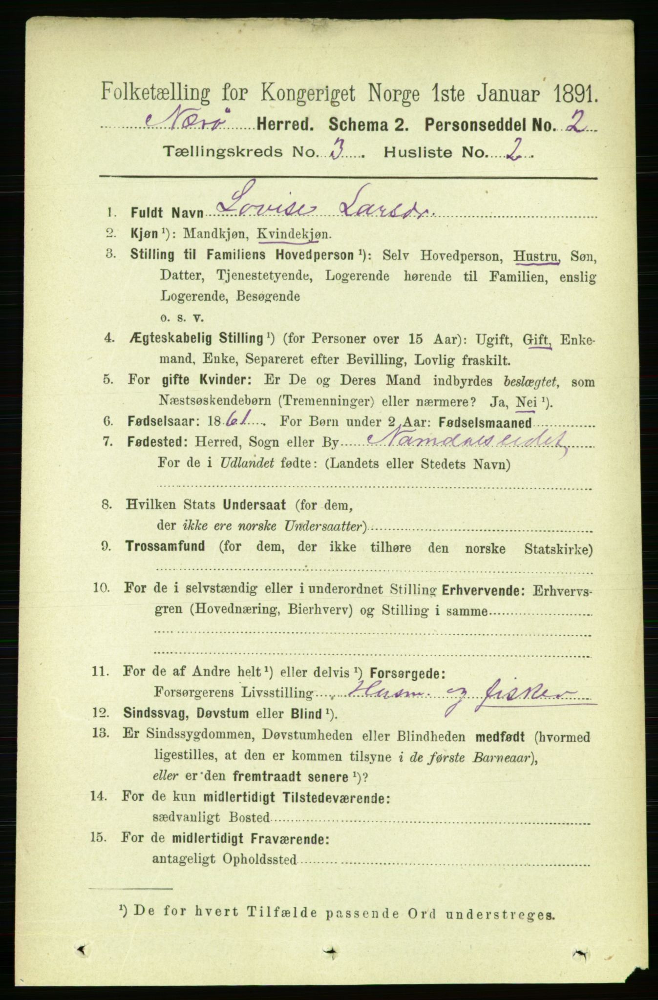 RA, 1891 census for 1751 Nærøy, 1891, p. 1307