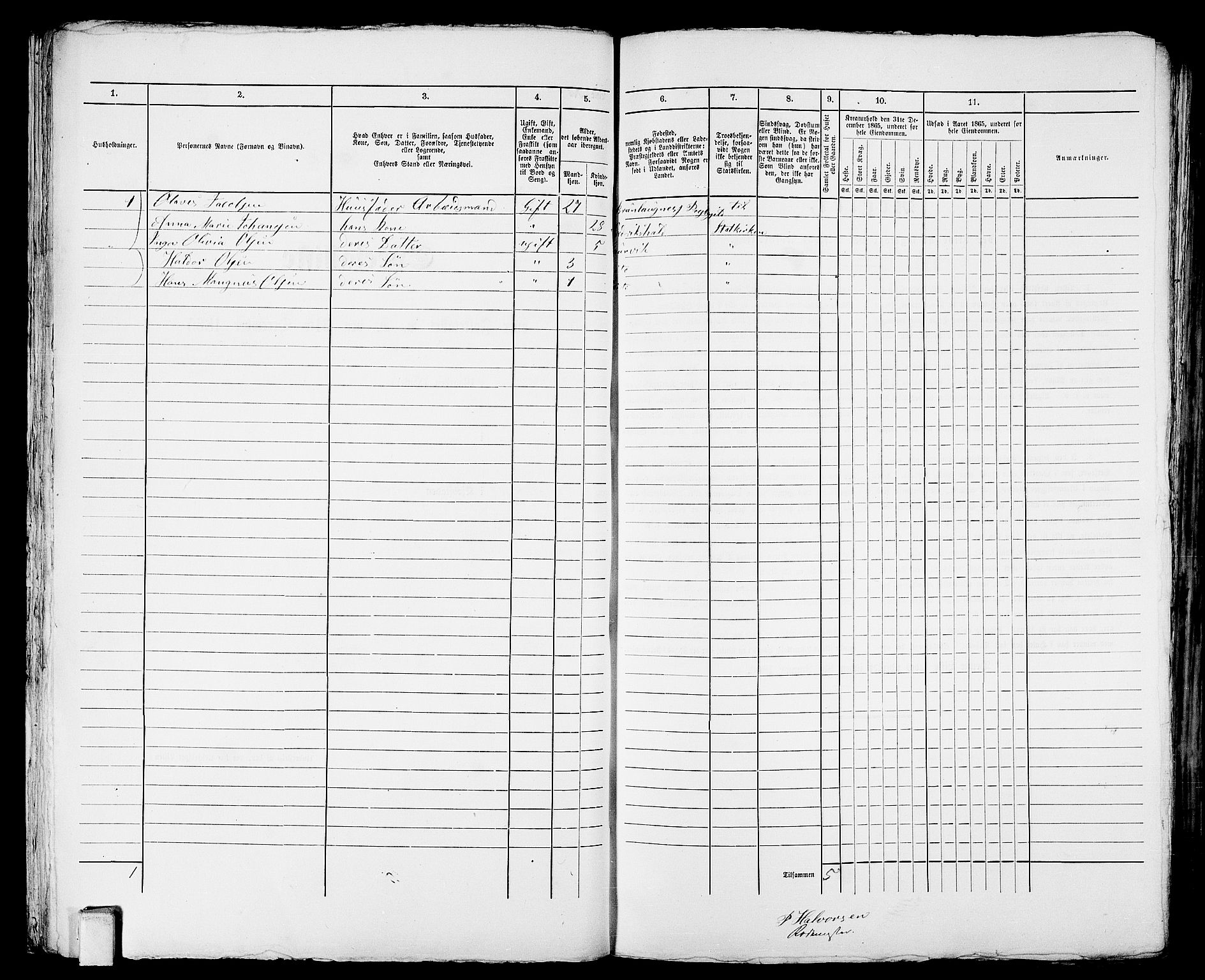 RA, 1865 census for Larvik, 1865, p. 710