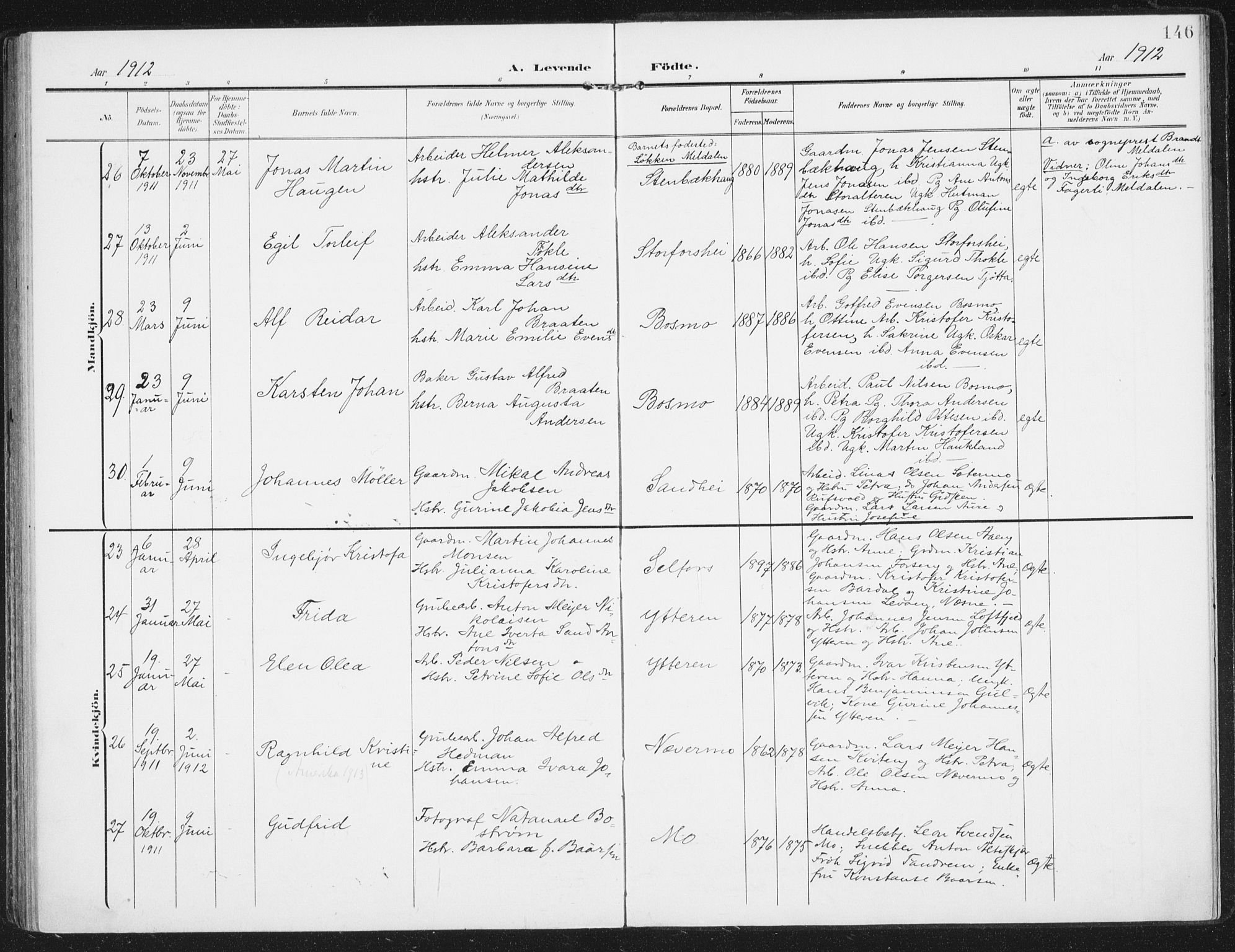 Ministerialprotokoller, klokkerbøker og fødselsregistre - Nordland, AV/SAT-A-1459/827/L0402: Parish register (official) no. 827A14, 1903-1912, p. 146