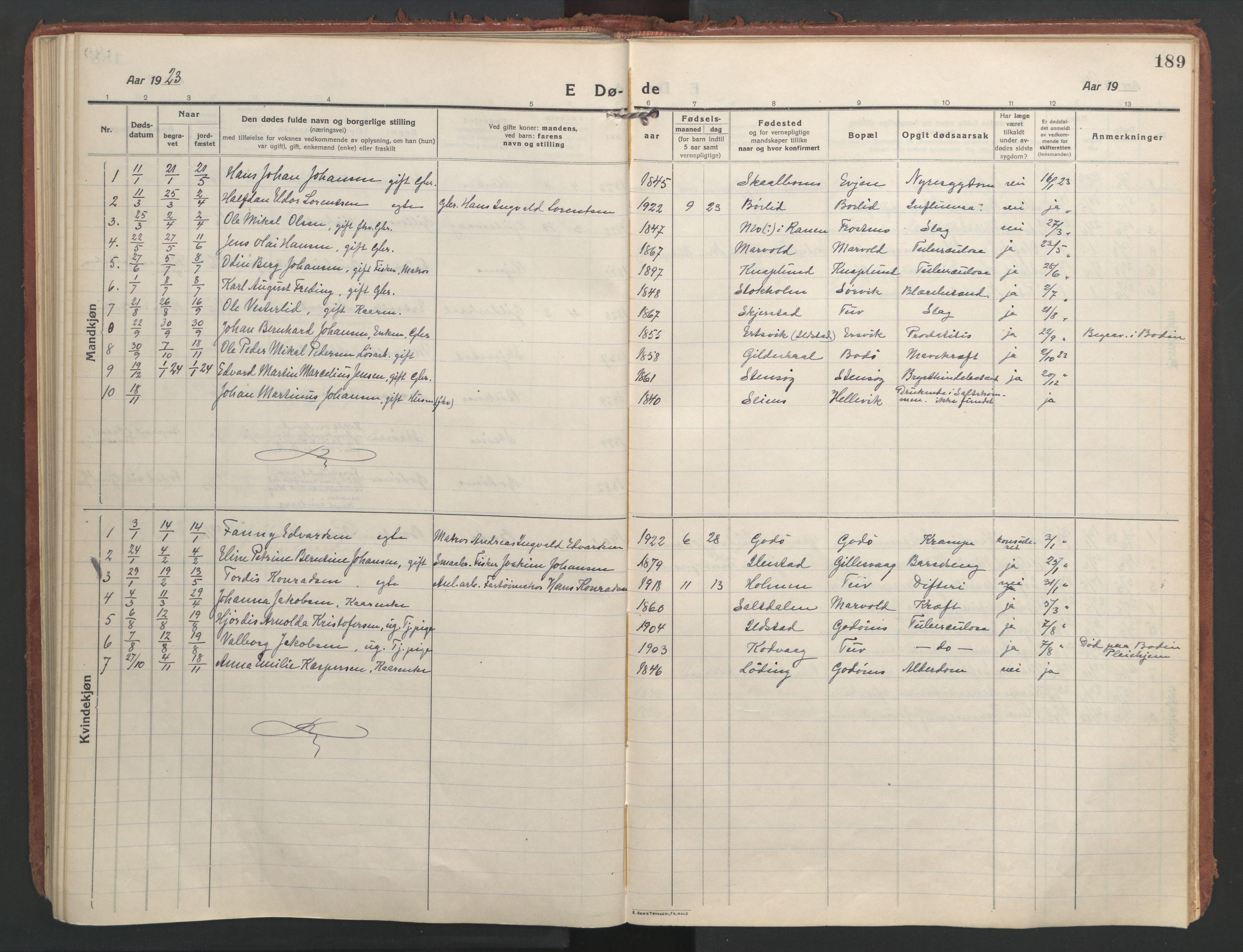 Ministerialprotokoller, klokkerbøker og fødselsregistre - Nordland, SAT/A-1459/804/L0086: Parish register (official) no. 804A07, 1916-1935, p. 189