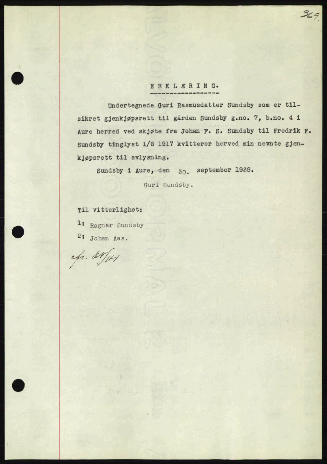 Nordmøre sorenskriveri, AV/SAT-A-4132/1/2/2Ca: Mortgage book no. B85, 1939-1939, Diary no: : 1328/1939