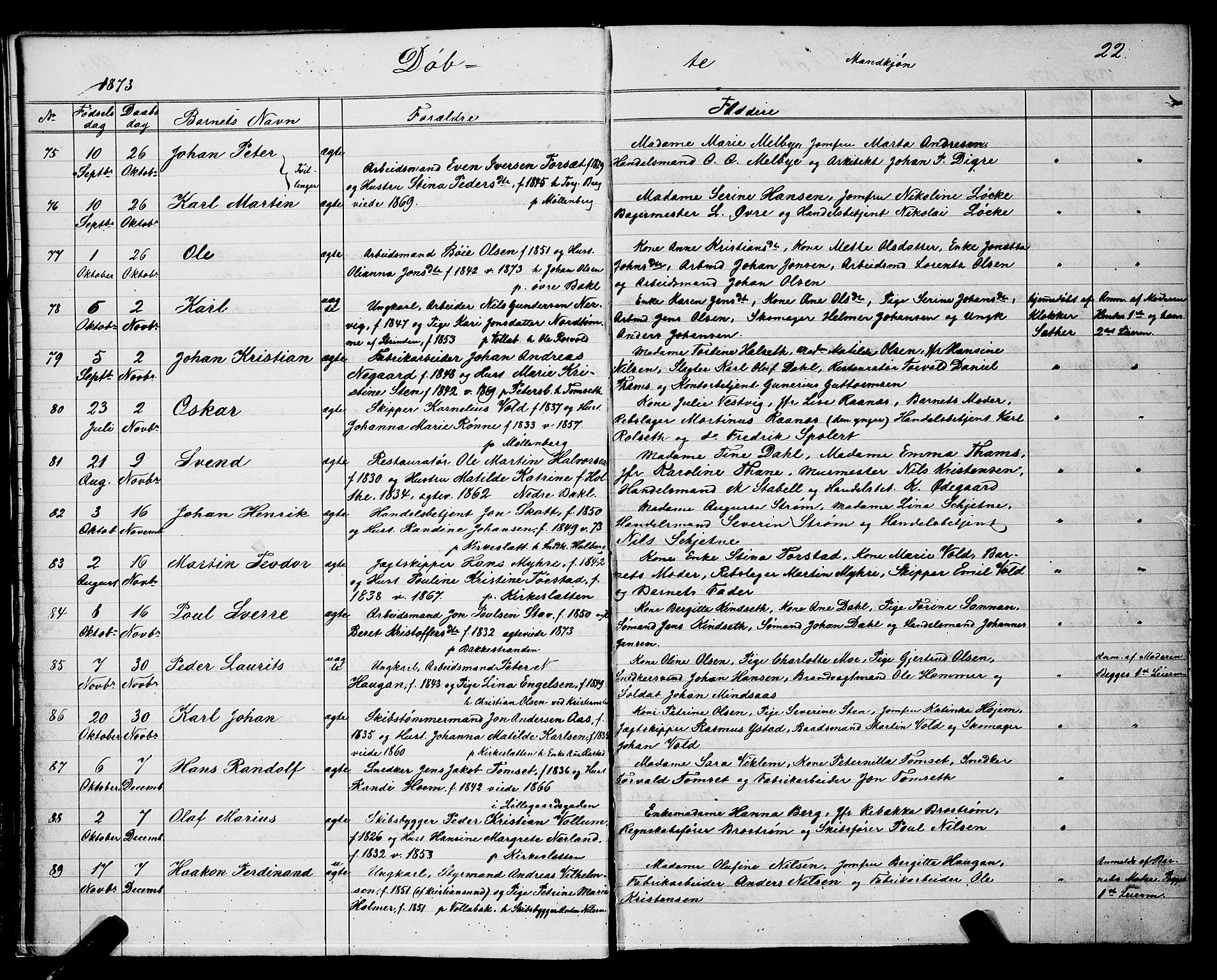 Ministerialprotokoller, klokkerbøker og fødselsregistre - Sør-Trøndelag, SAT/A-1456/604/L0220: Parish register (copy) no. 604C03, 1870-1885, p. 22