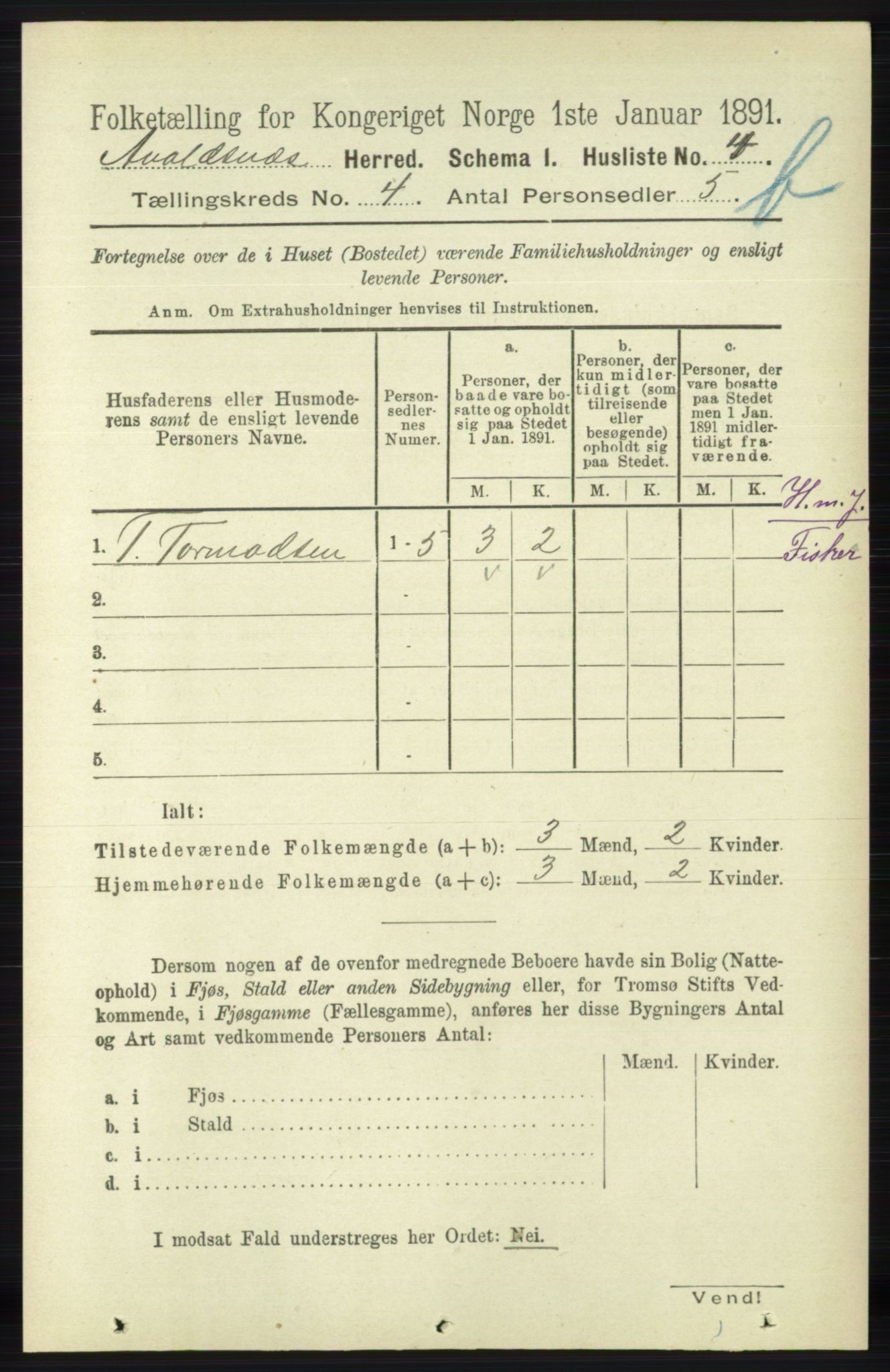 RA, 1891 census for 1147 Avaldsnes, 1891, p. 2789