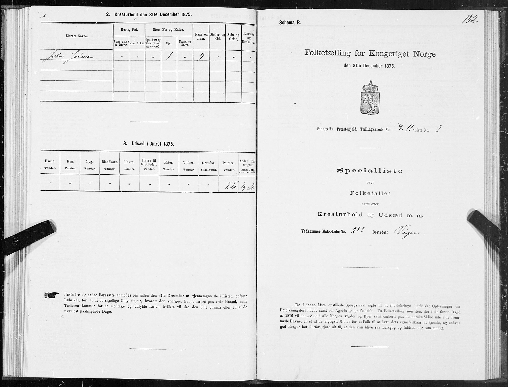 SAT, 1875 census for 1564P Stangvik, 1875, p. 5132