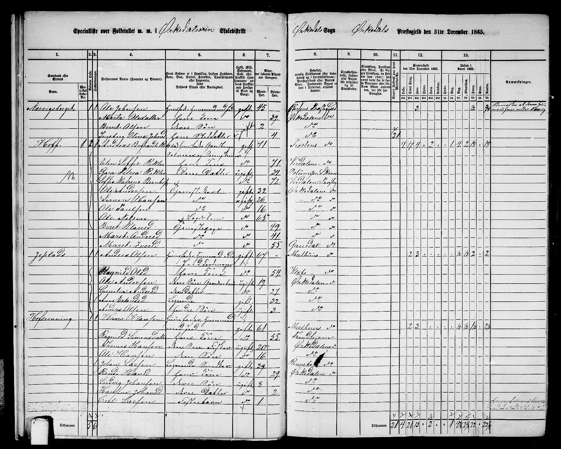 RA, 1865 census for Orkdal, 1865, p. 17