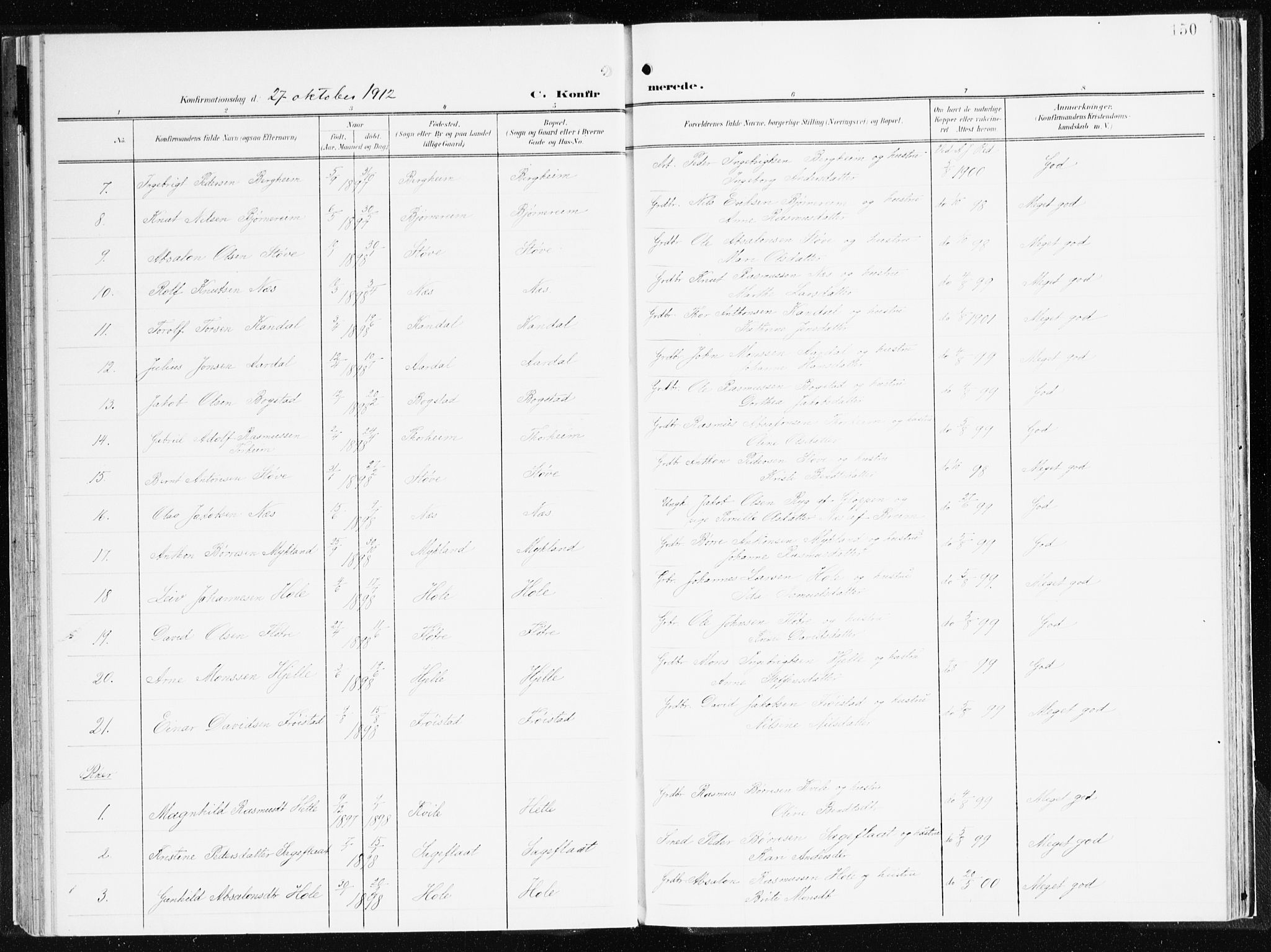 Gloppen sokneprestembete, AV/SAB-A-80101/H/Haa/Haac/L0003: Parish register (official) no. C 3, 1904-1921, p. 150