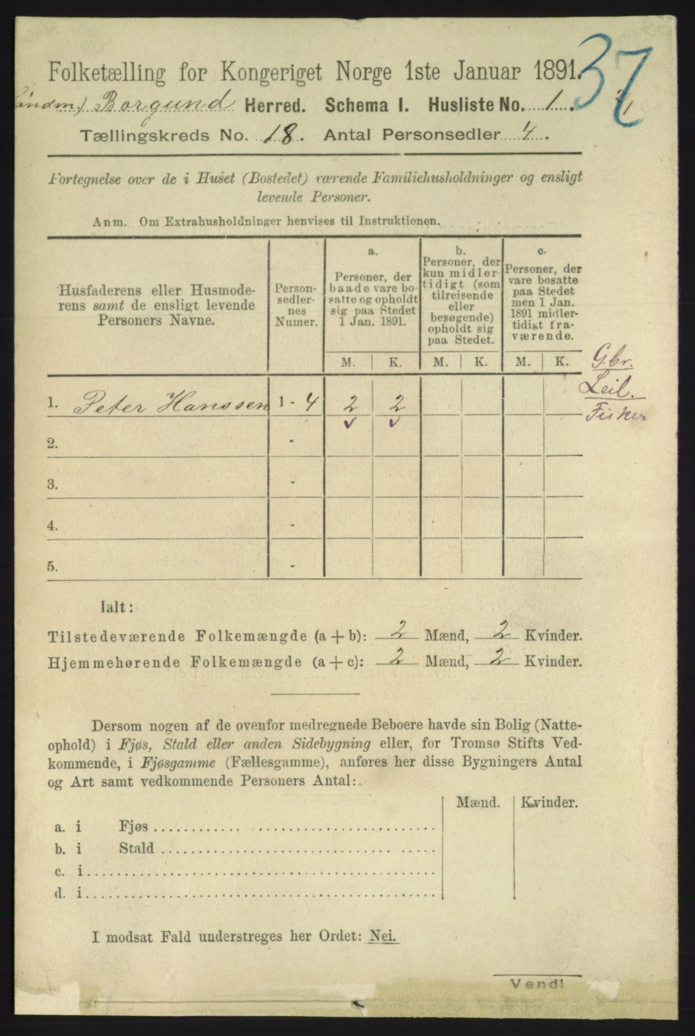 RA, 1891 census for 1531 Borgund, 1891, p. 5415