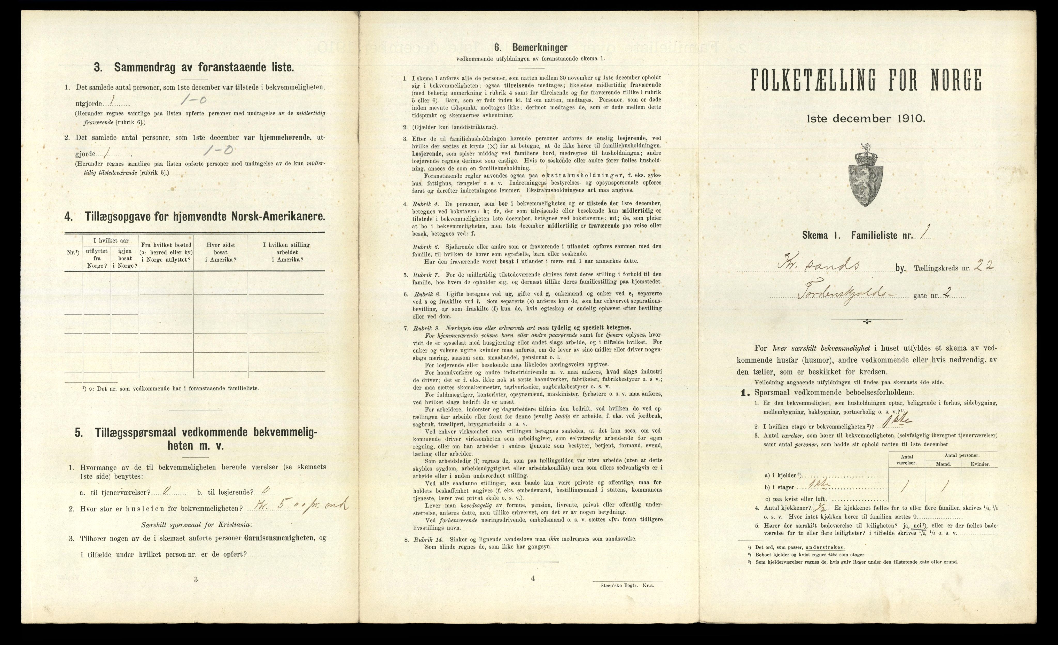 RA, 1910 census for Kristiansand, 1910, p. 5494