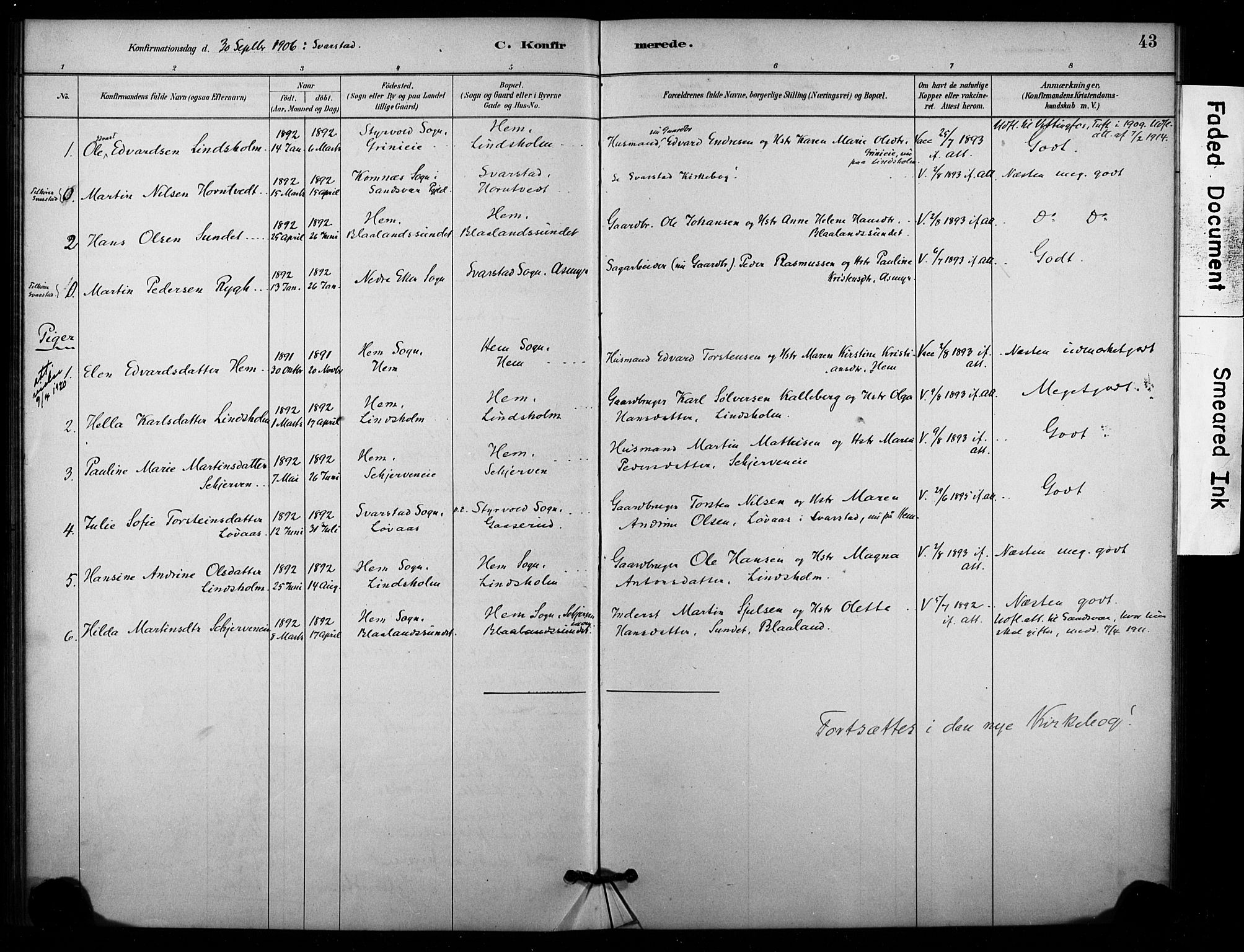 Lardal kirkebøker, SAKO/A-350/F/Fc/L0001: Parish register (official) no. III 1, 1881-1906, p. 43