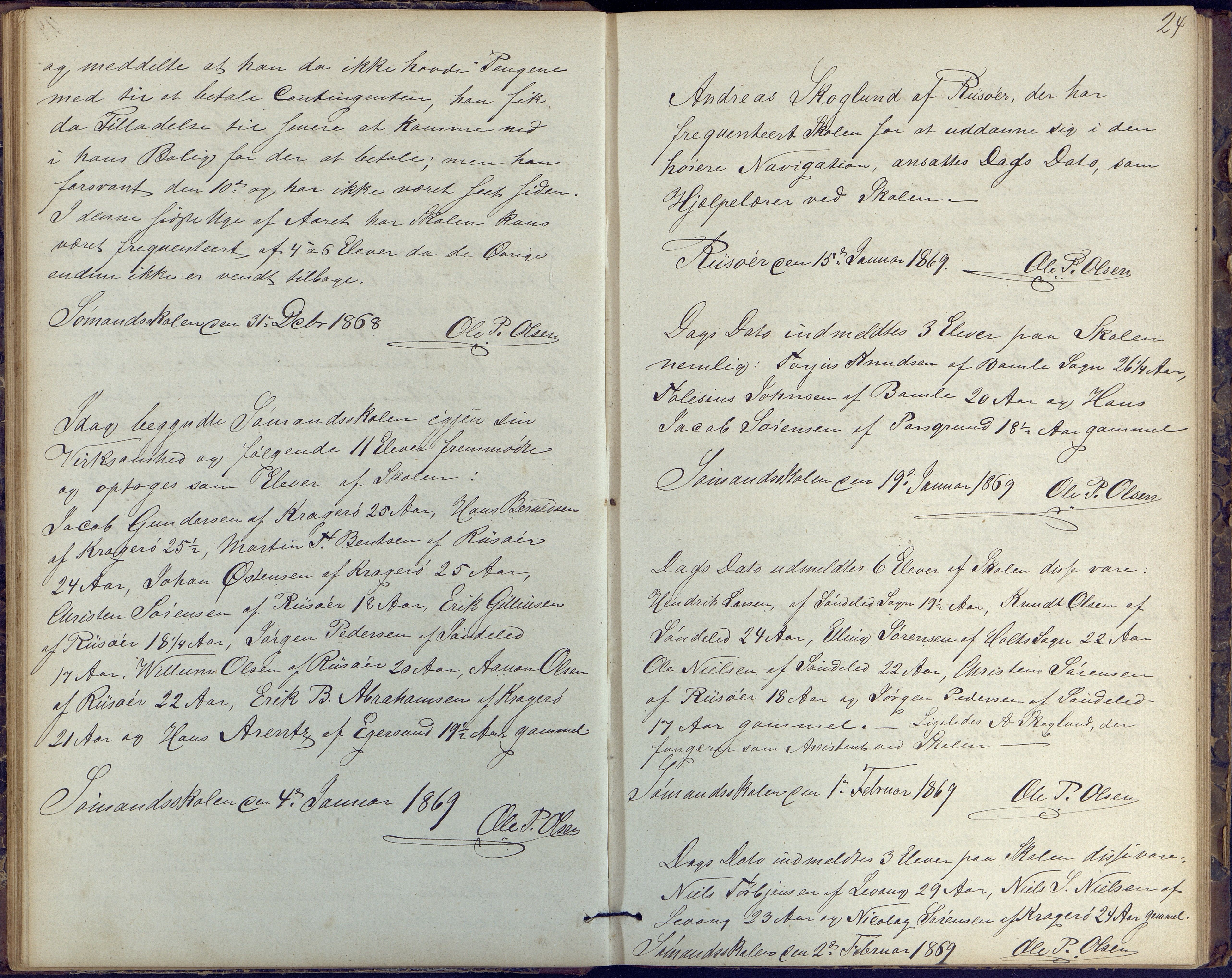 Risør kommune, AAKS/KA0901-PK/1/05/05k/L0001: Journal, 1864-1881, p. 24