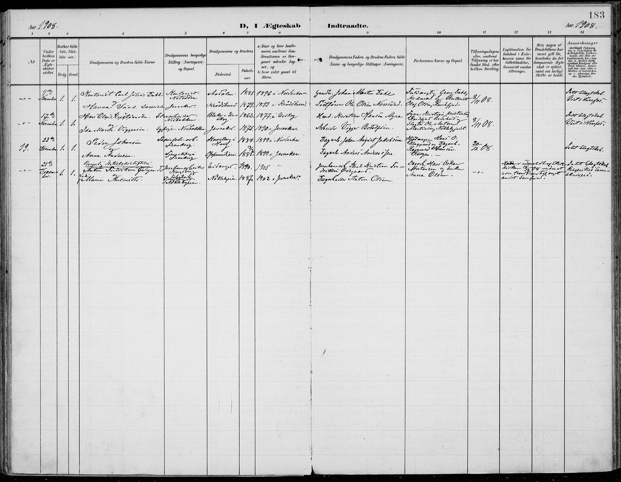 Jevnaker prestekontor, AV/SAH-PREST-116/H/Ha/Haa/L0011: Parish register (official) no. 11, 1902-1913, p. 183