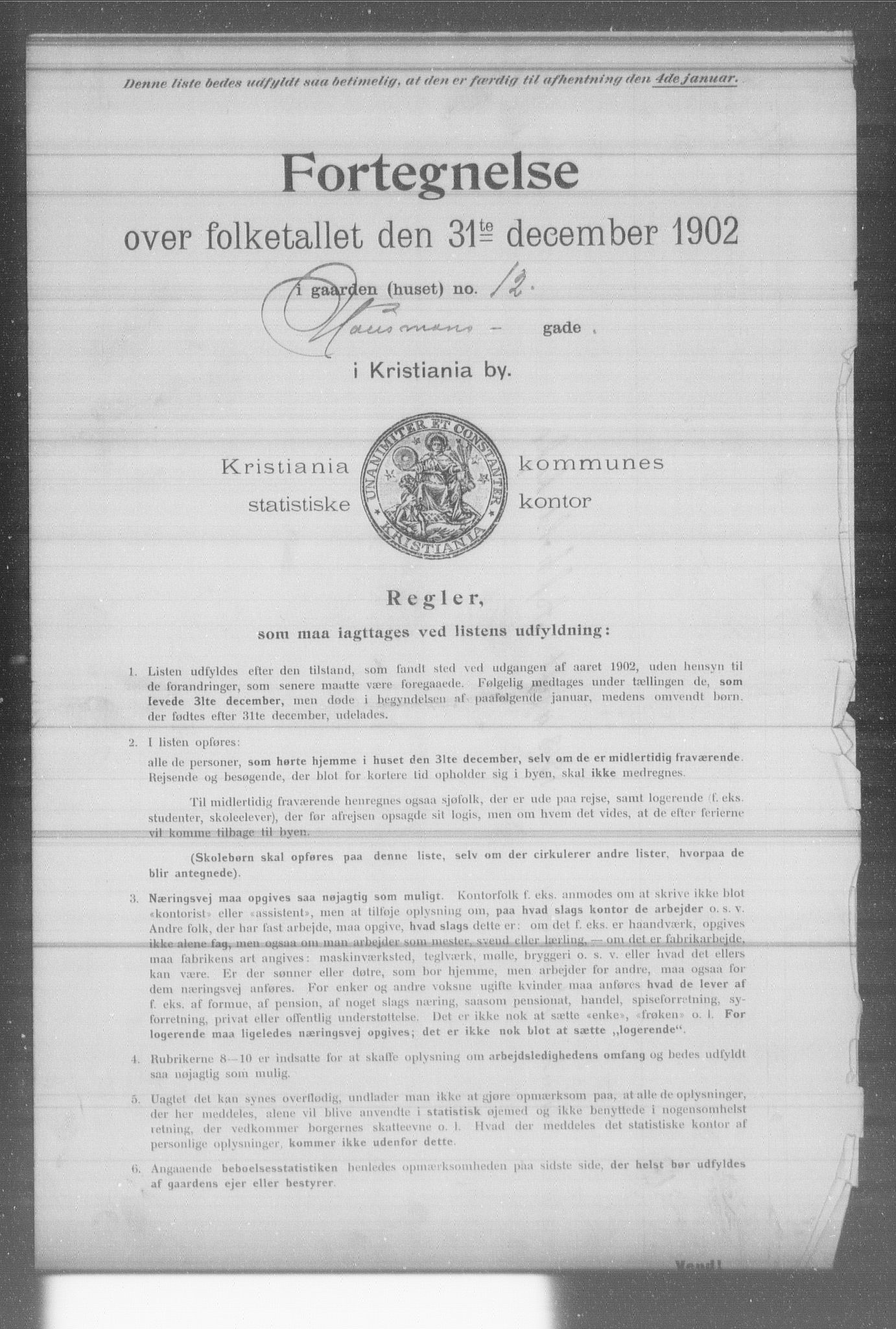 OBA, Municipal Census 1902 for Kristiania, 1902, p. 6808