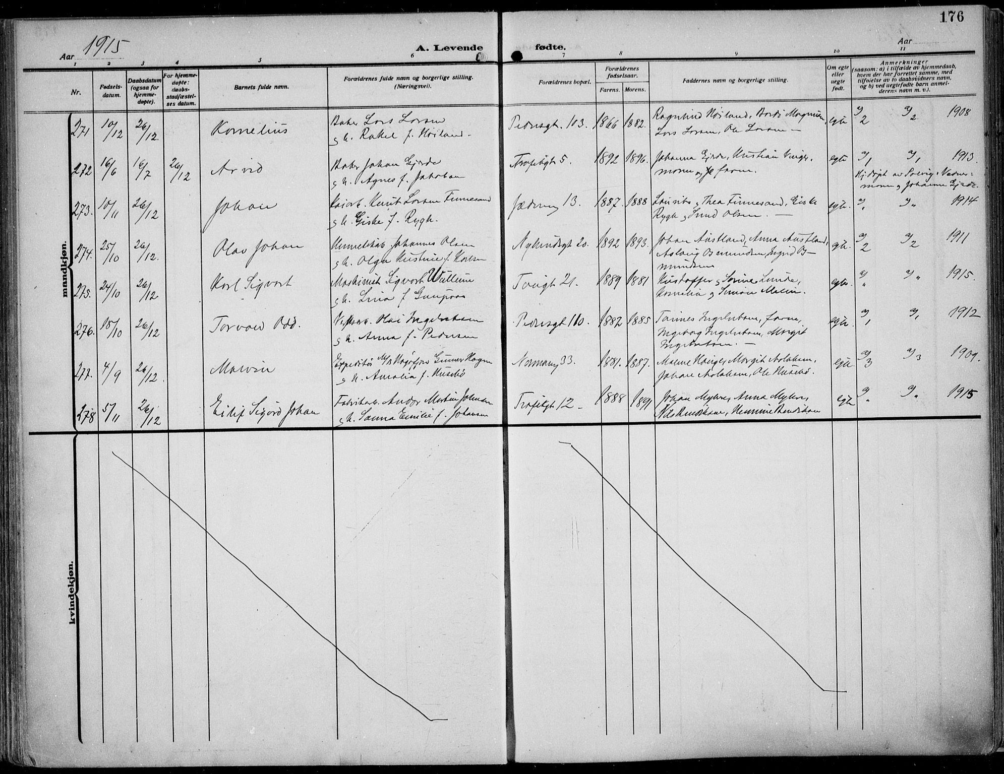 St. Johannes sokneprestkontor, SAST/A-101814/002/B/L0002: Parish register (official) no. A 9, 1911-1921, p. 176